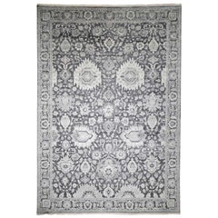 Oushak Influence Pure Silk with Oxidized Wool Hand Knotted Rug