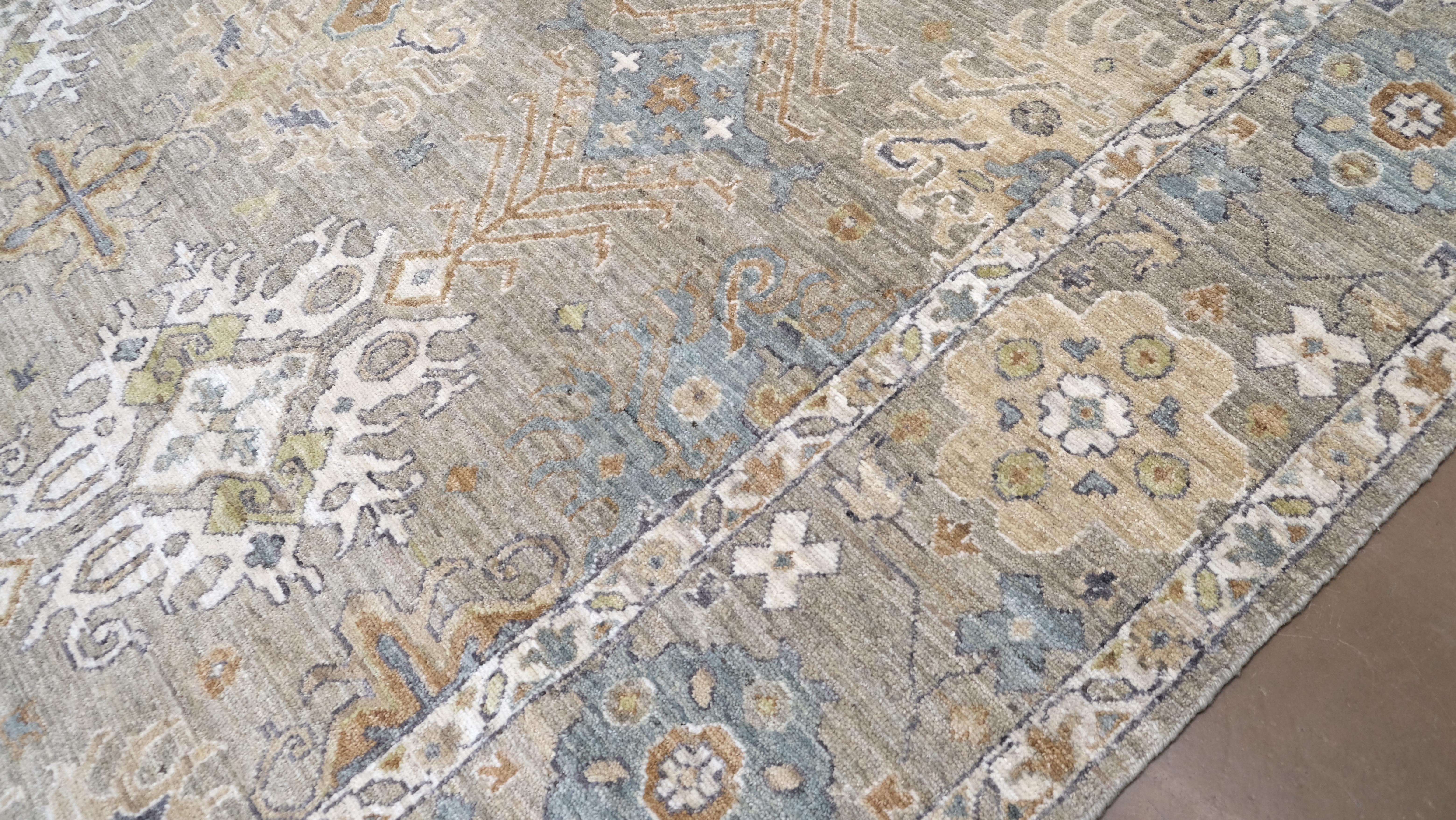 Oushak Inspirierter Wollteppich 9'x12' (Pakistanisch) im Angebot