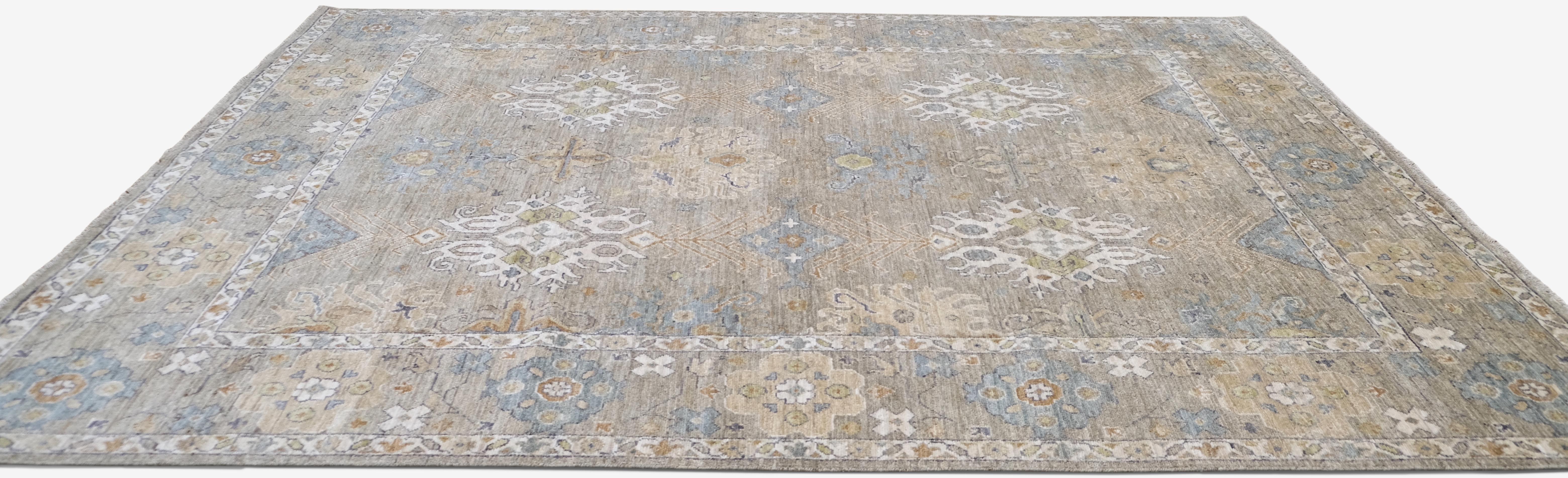 Oushak Inspirierter Wollteppich 9'x12' im Zustand „Neu“ im Angebot in Torrance, CA