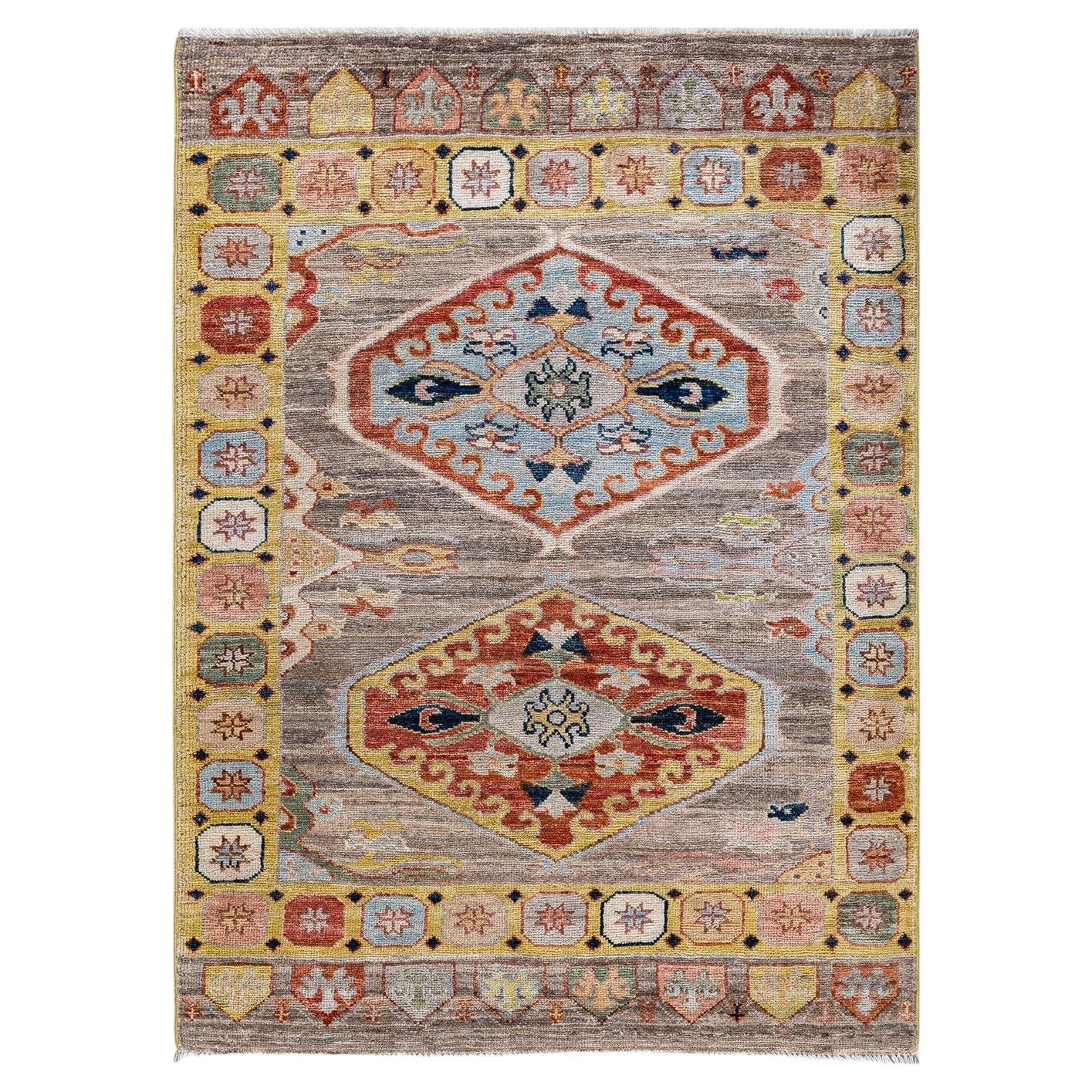 Oushak, One-of-a-kind hand knotted Runner Rug, Beige