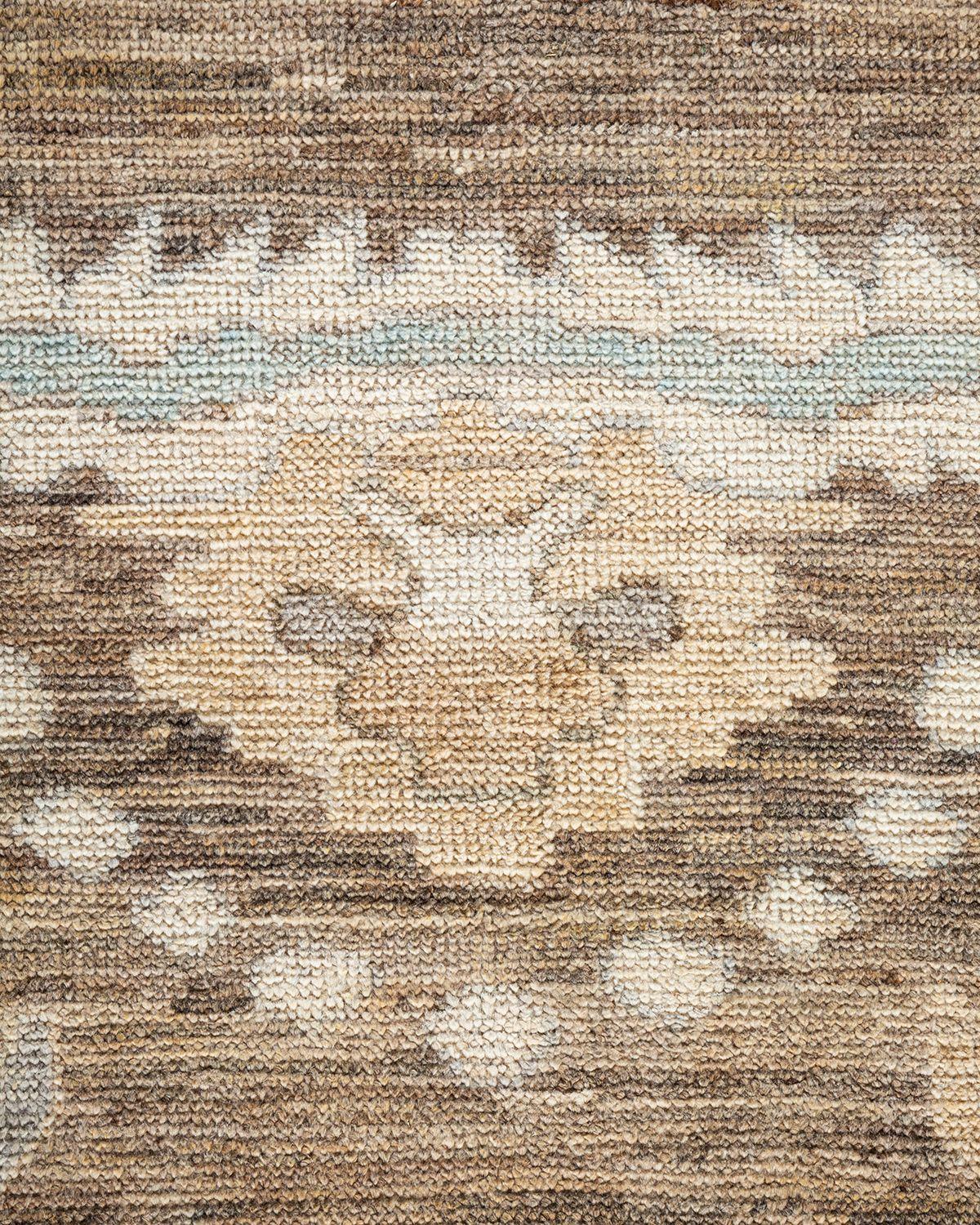 Tribal Oushak, One-of-a-kind Hand Knotted Runner Rug, Beige