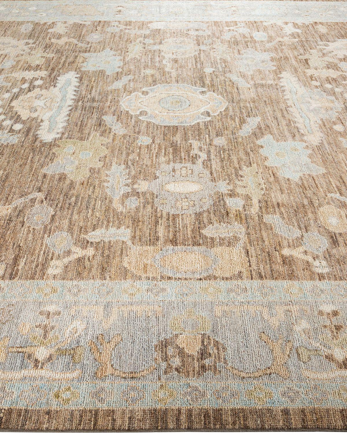 Oushak, One-of-a-kind Hand Knotted Runner Rug, Beige In New Condition In Norwalk, CT