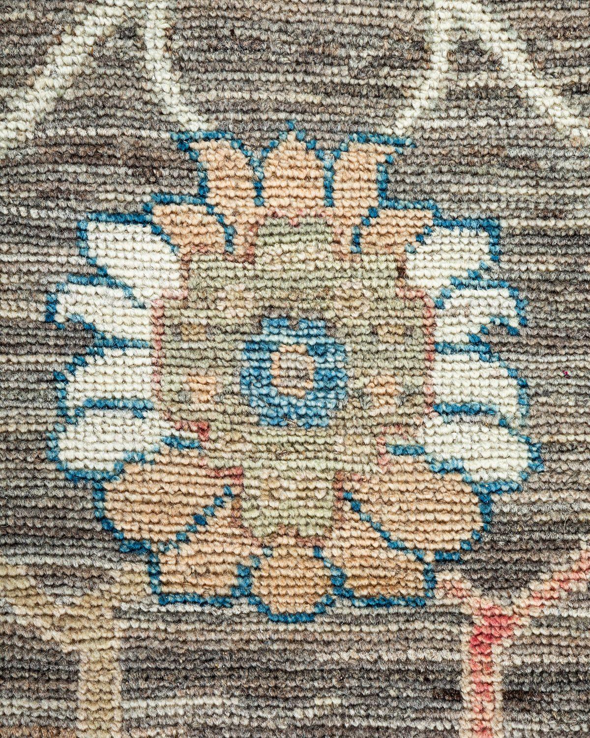 Tribal Oushak, One-of-a-kind Hand Knotted Runner Rug, Beige For Sale
