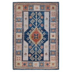 Oushak, One-of-a-kind Hand Knotted Runner Rug, Blue