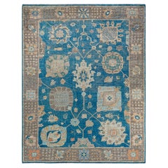 Oushak, One-of-a-Kind Hand Knotted Runner Rug, Green
