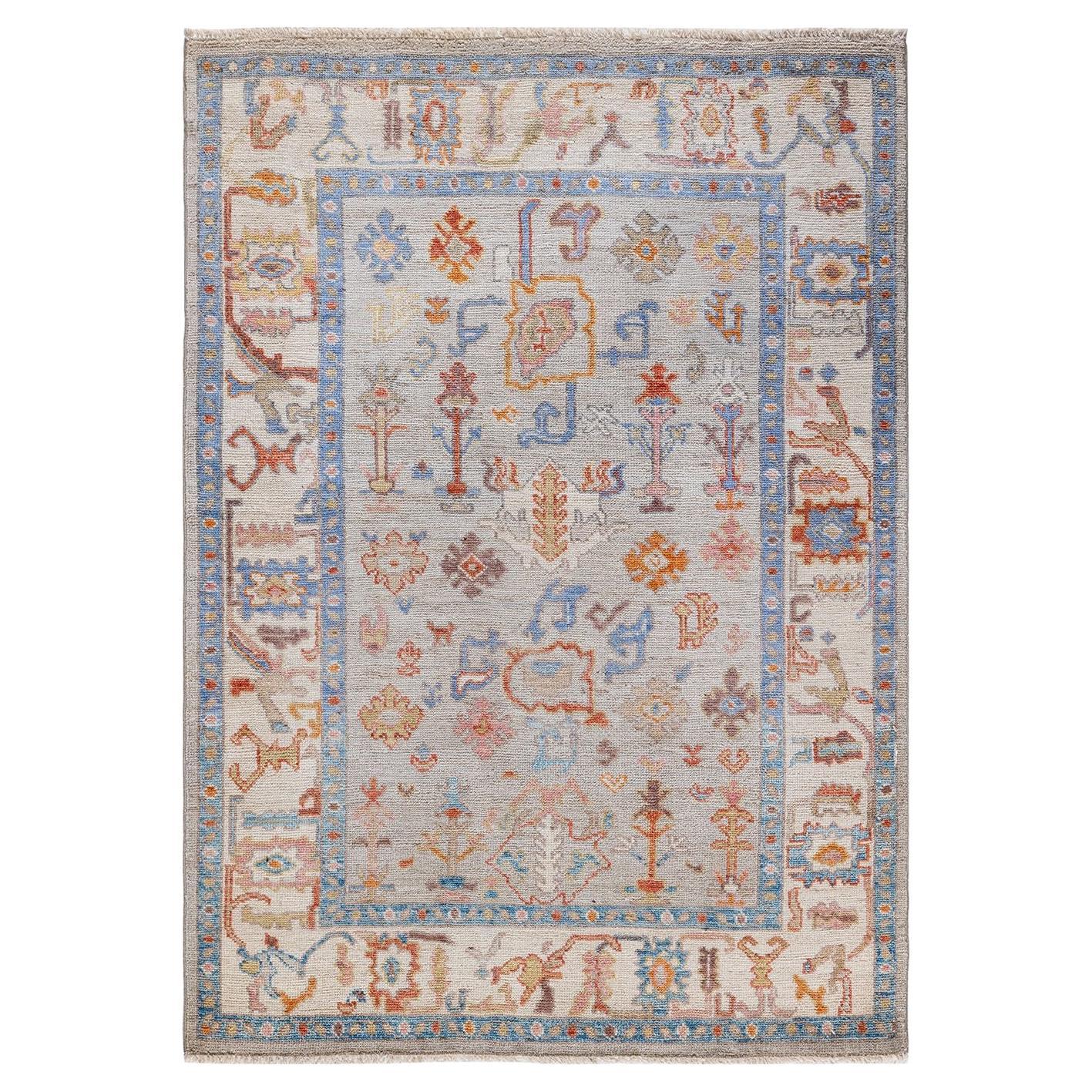 Oushak, One-of-a-kind Hand Knotted Runner Rug, Ivory