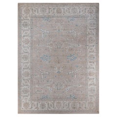Oushak, One-of-a-Kind Hand Knotted Runner Rug, Ivory