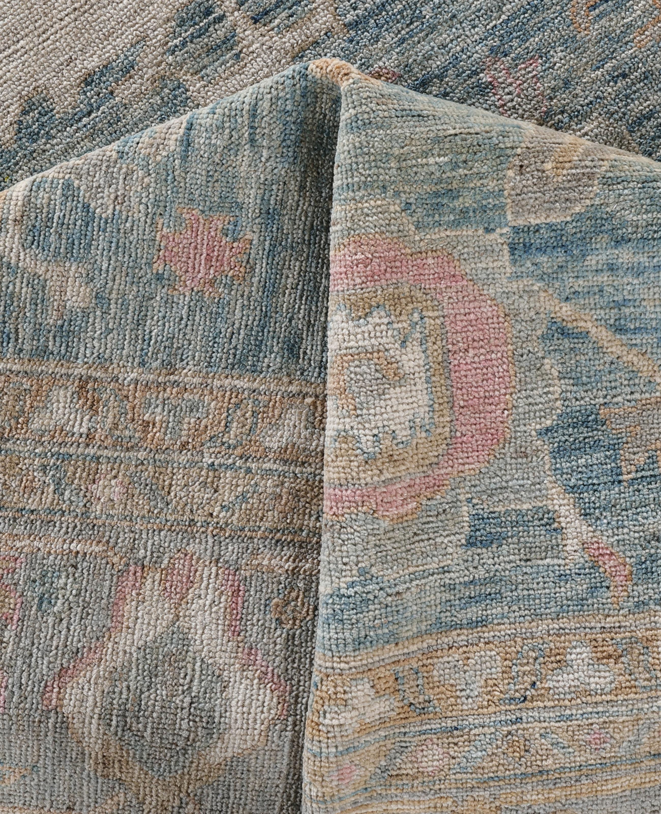 Tappeto Oushak One-of-a-Kind in Lana Blu 8' 1