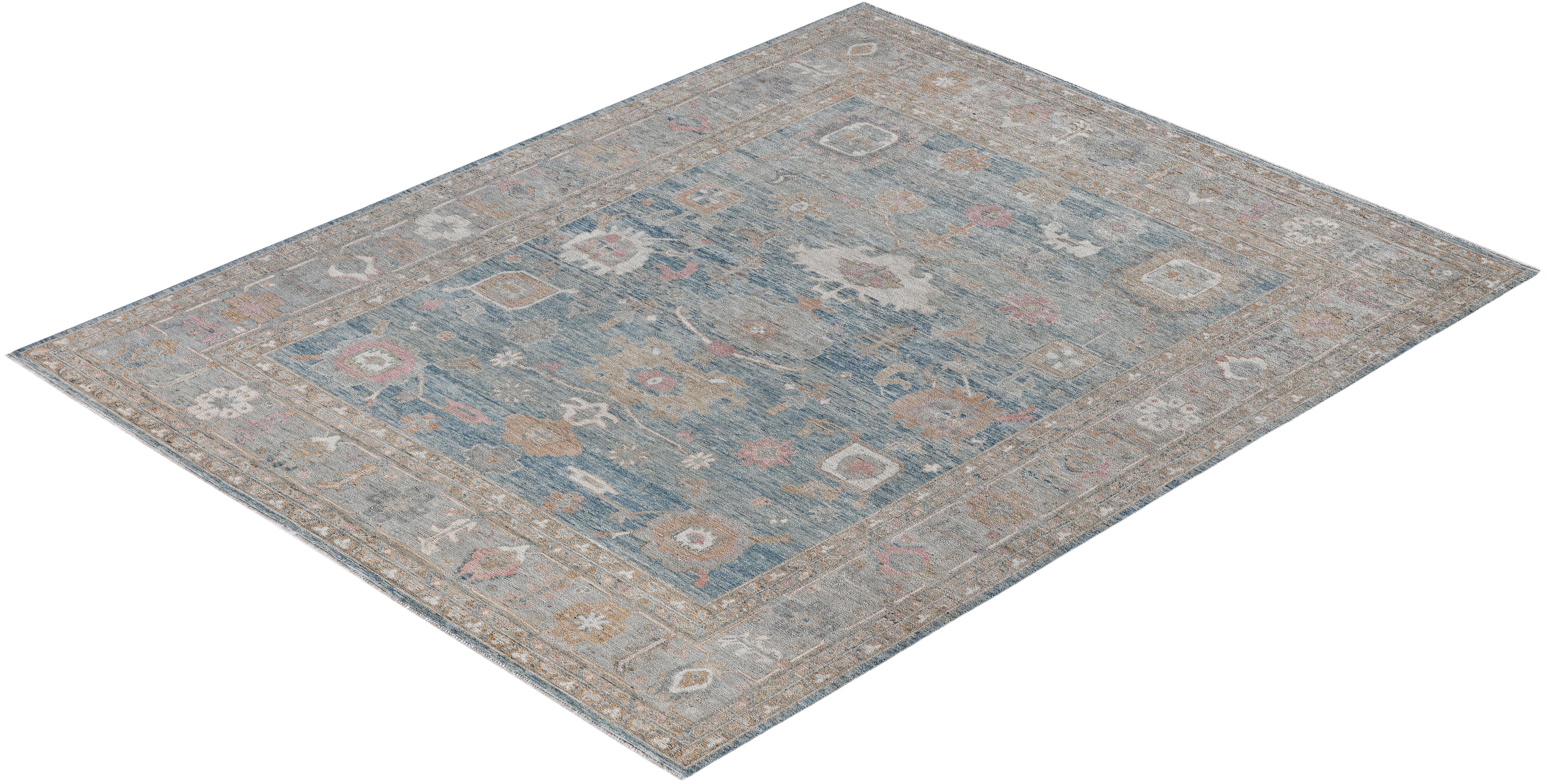 Tappeto Oushak One-of-a-Kind in Lana Blu 8' 1