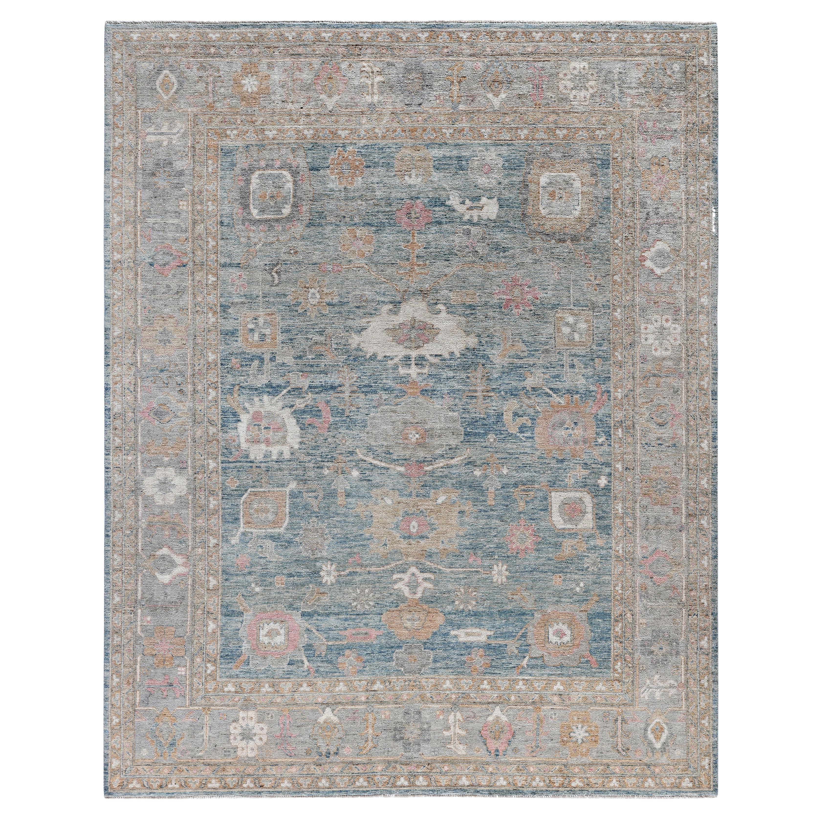 Tappeto Oushak One-of-a-Kind in Lana Blu 8' 1" x 10' 1"