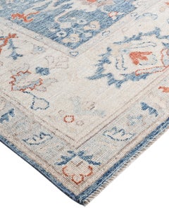 Oushak One-of-a-Kind Wool Blue Area Rug 8' 10" x 12' 1"