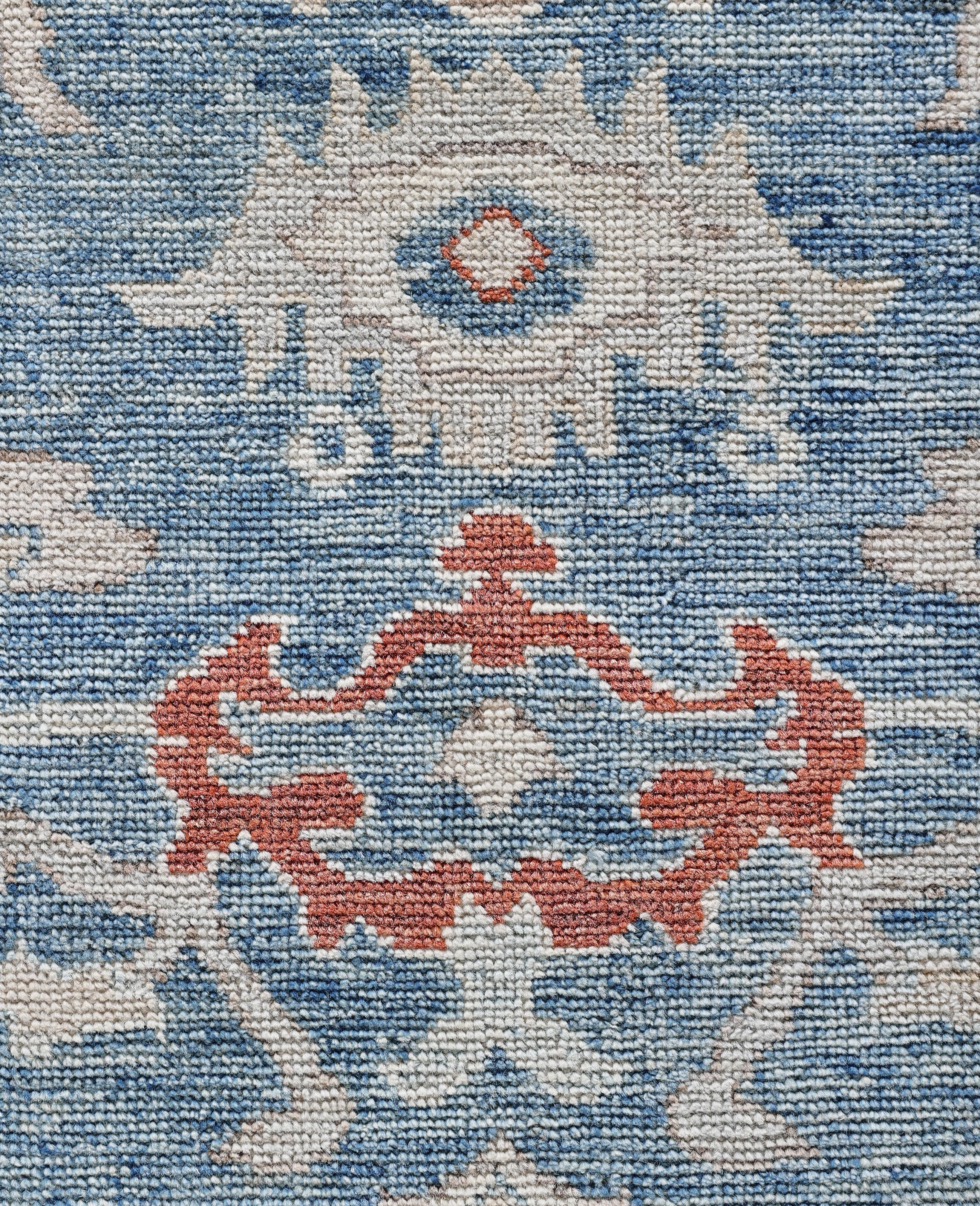 Pakistano Tappeto Oushak, unico nel suo genere, in lana blu, 8' 10