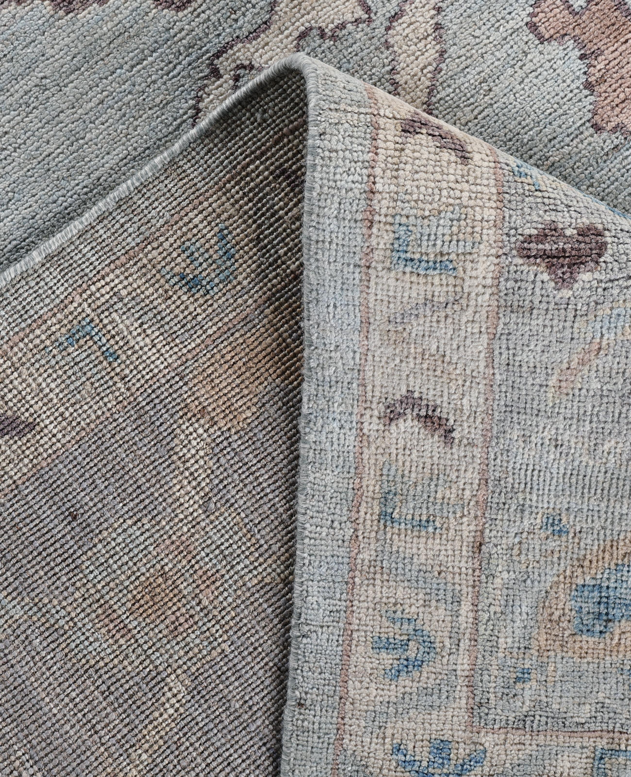 XXI secolo e contemporaneo Tappeto Oushak One-of-a-Kind in Lana Blu 8' 2