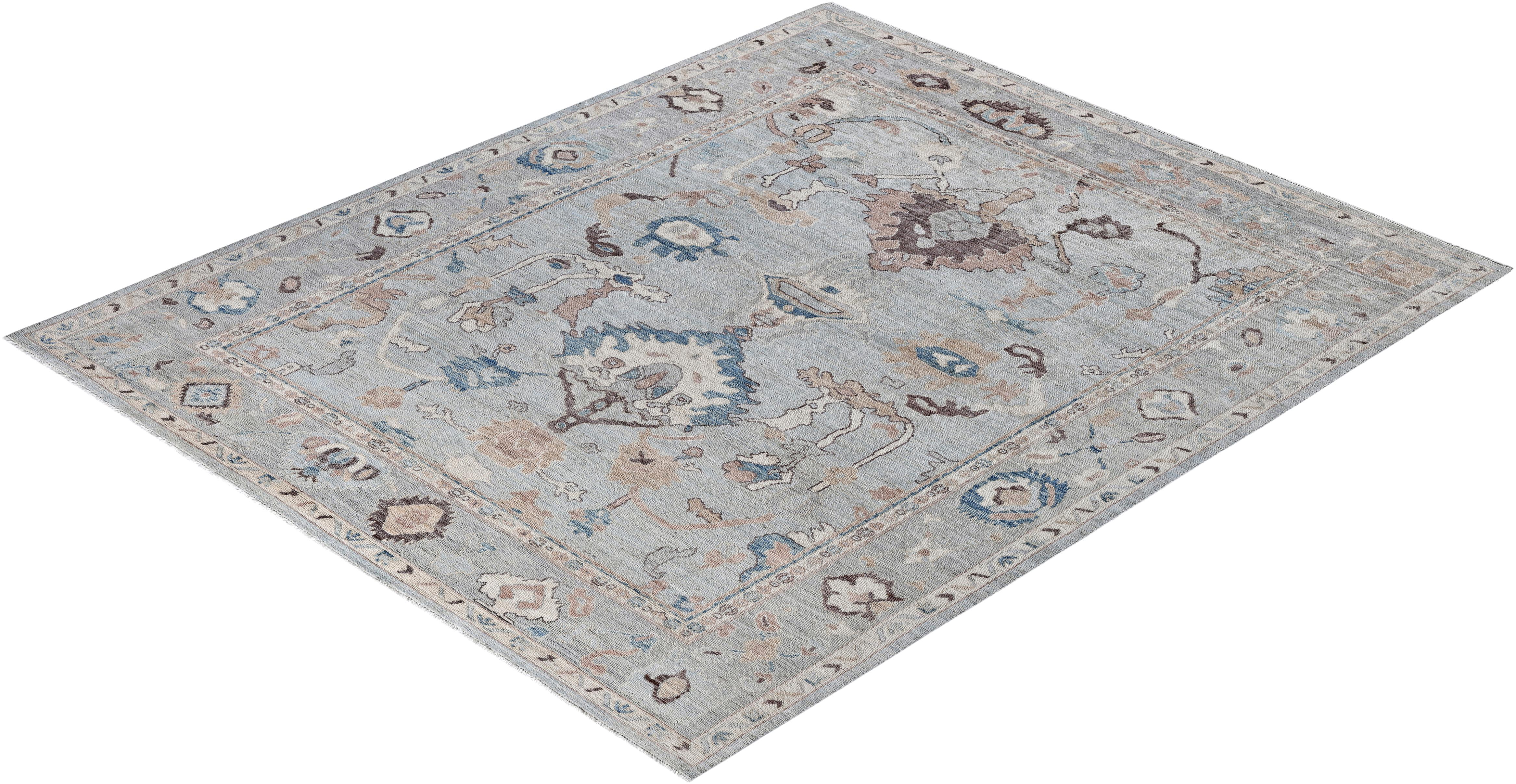 Tappeto Oushak One-of-a-Kind in Lana Blu 8' 2