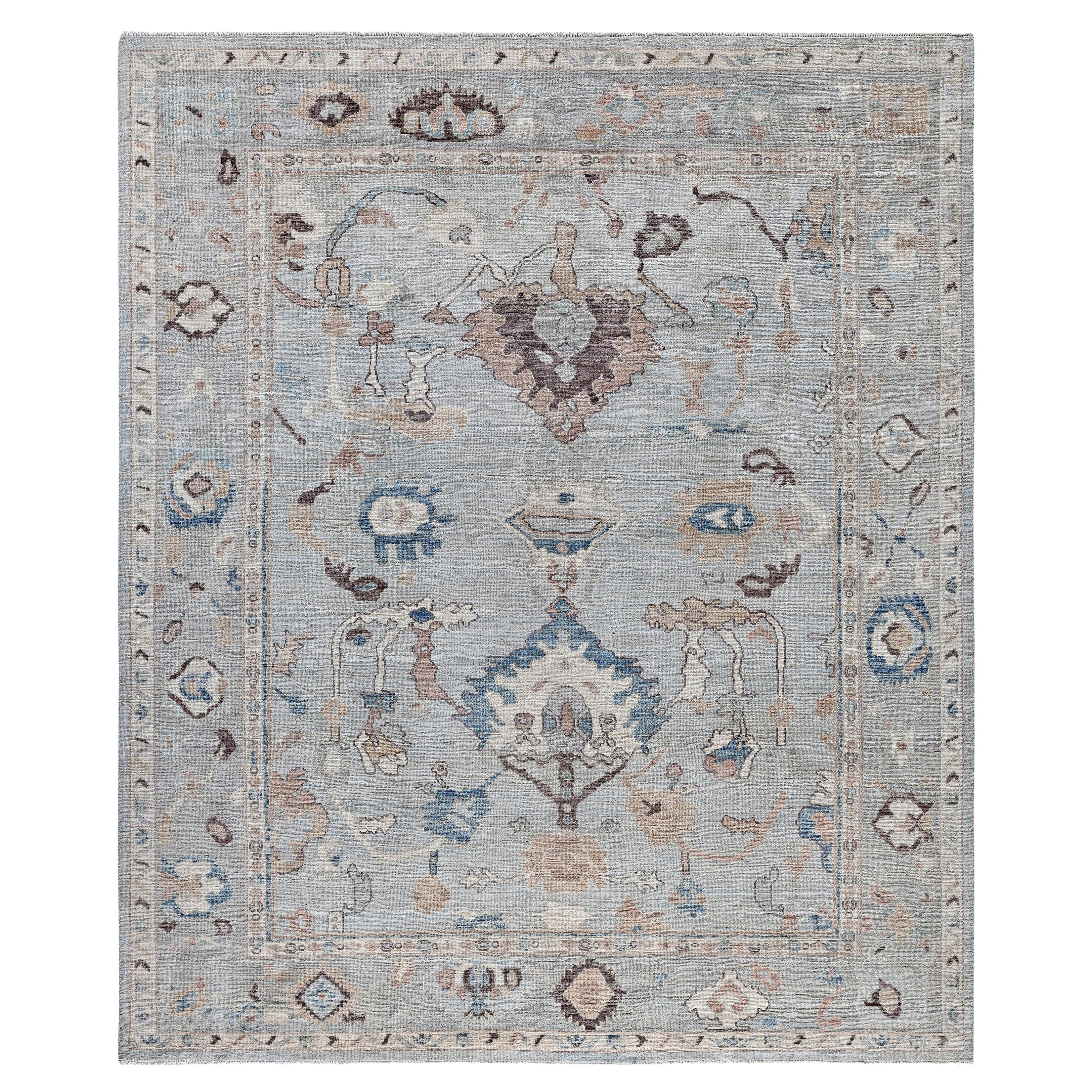 Tappeto Oushak One-of-a-Kind in Lana Blu 8' 2" x 9' 7"