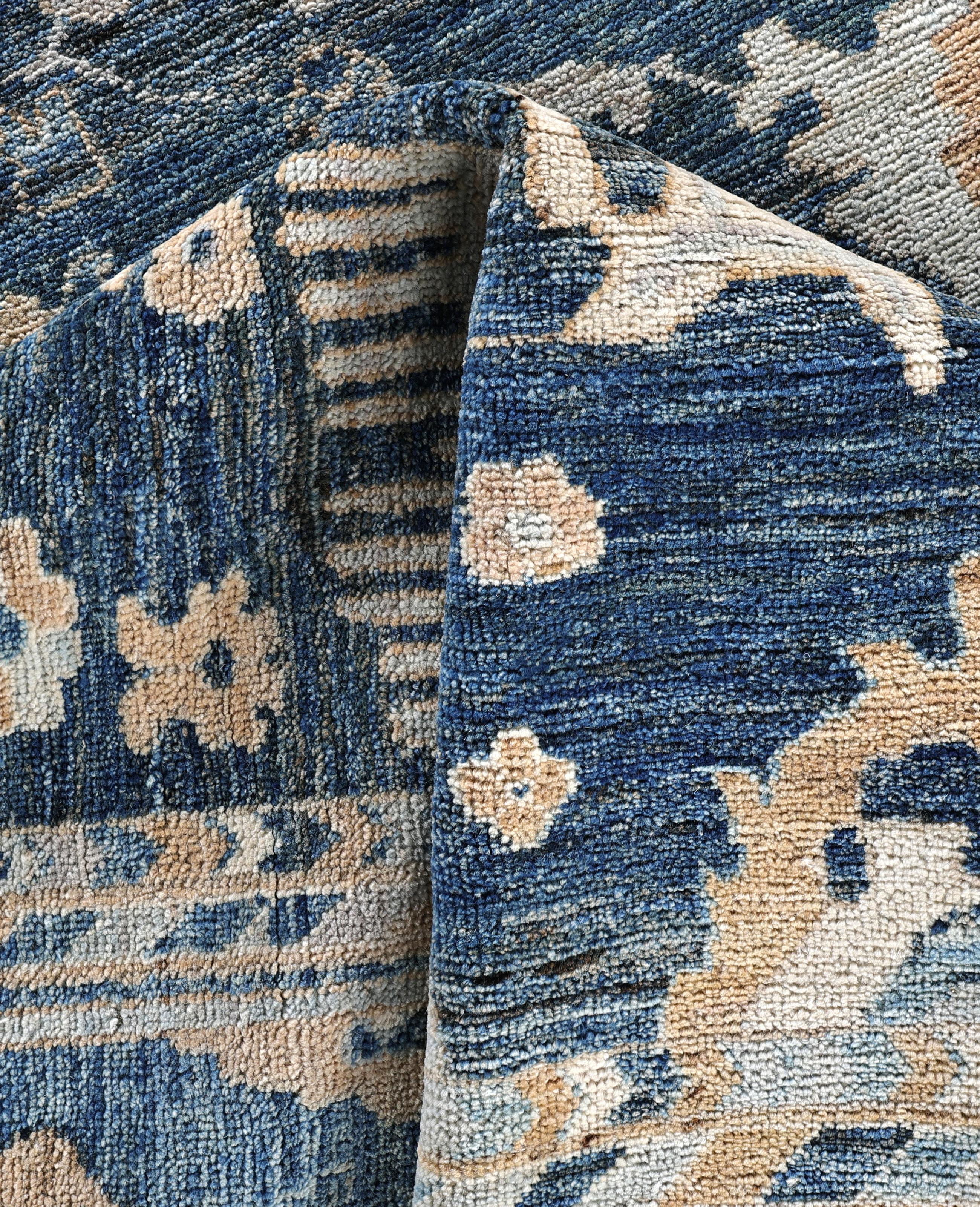 Tappeto Oushak One-of-a-Kind in Lana Blu 9' 1