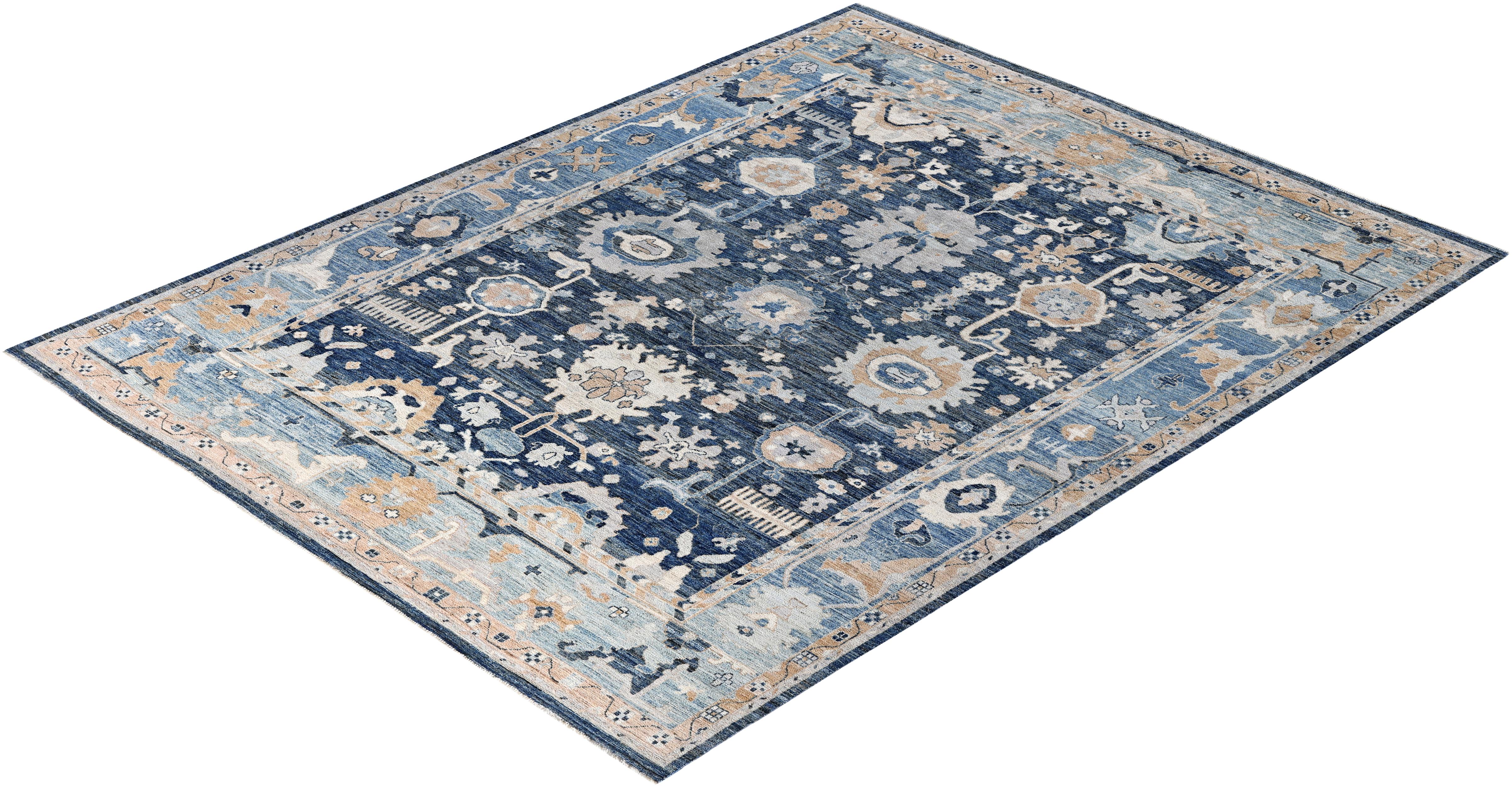 Tappeto Oushak One-of-a-Kind in Lana Blu 9' 1