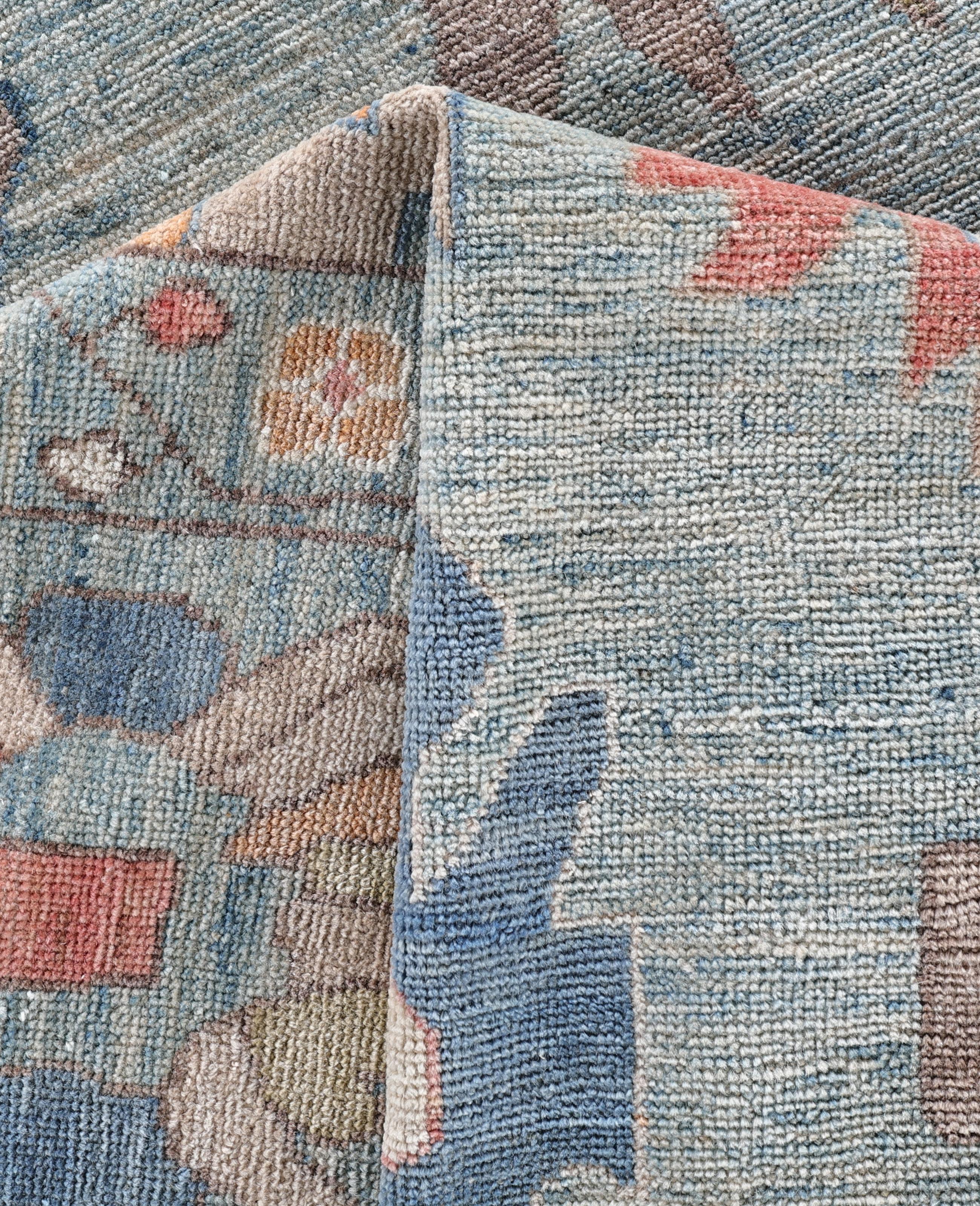 Lana Tappeto Oushak One-of-a-Kind Wool Blu 9' 1