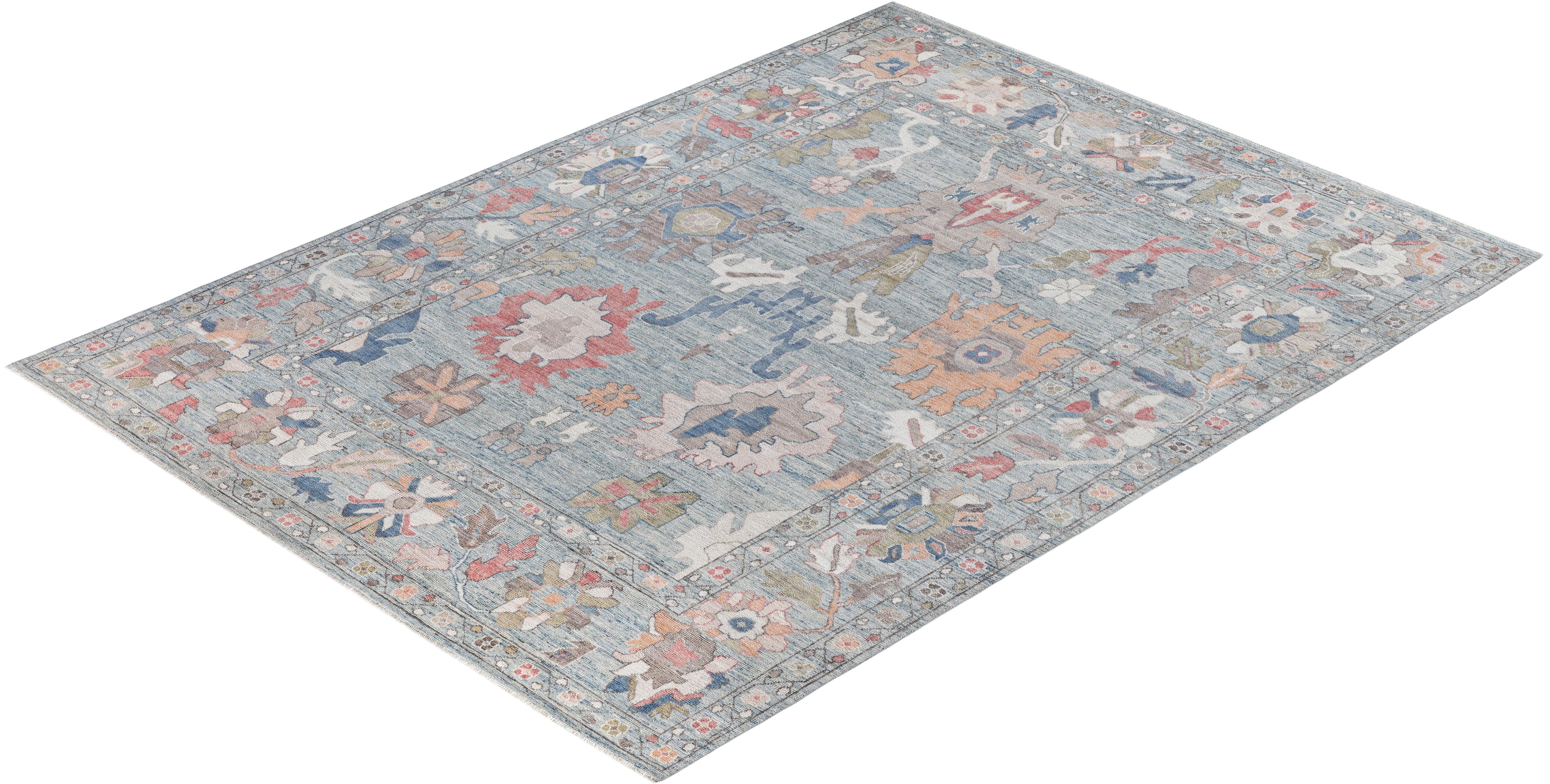 Tappeto Oushak One-of-a-Kind Wool Blu 9' 1