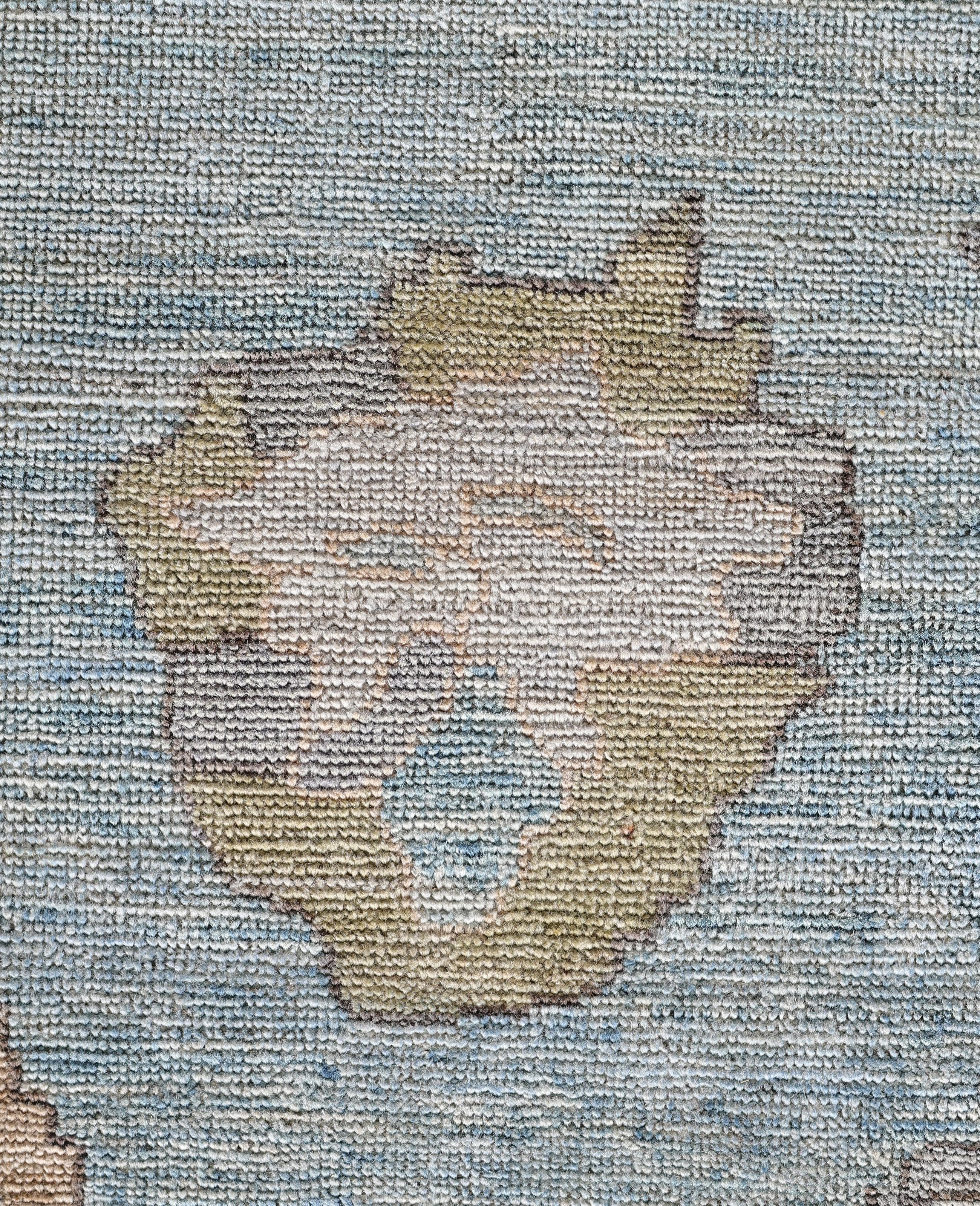 Pakistano Tappeto Oushak One-of-a-Kind in Lana Blu 9' 2