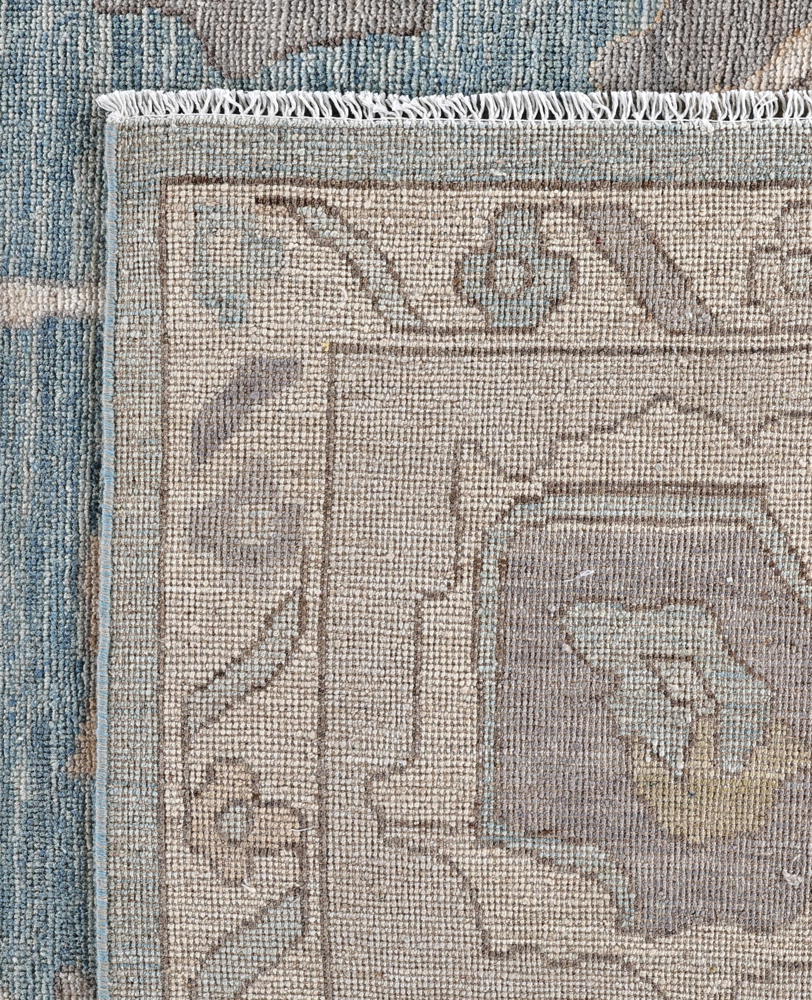 Tappeto Oushak One-of-a-Kind in Lana Blu 9' 2