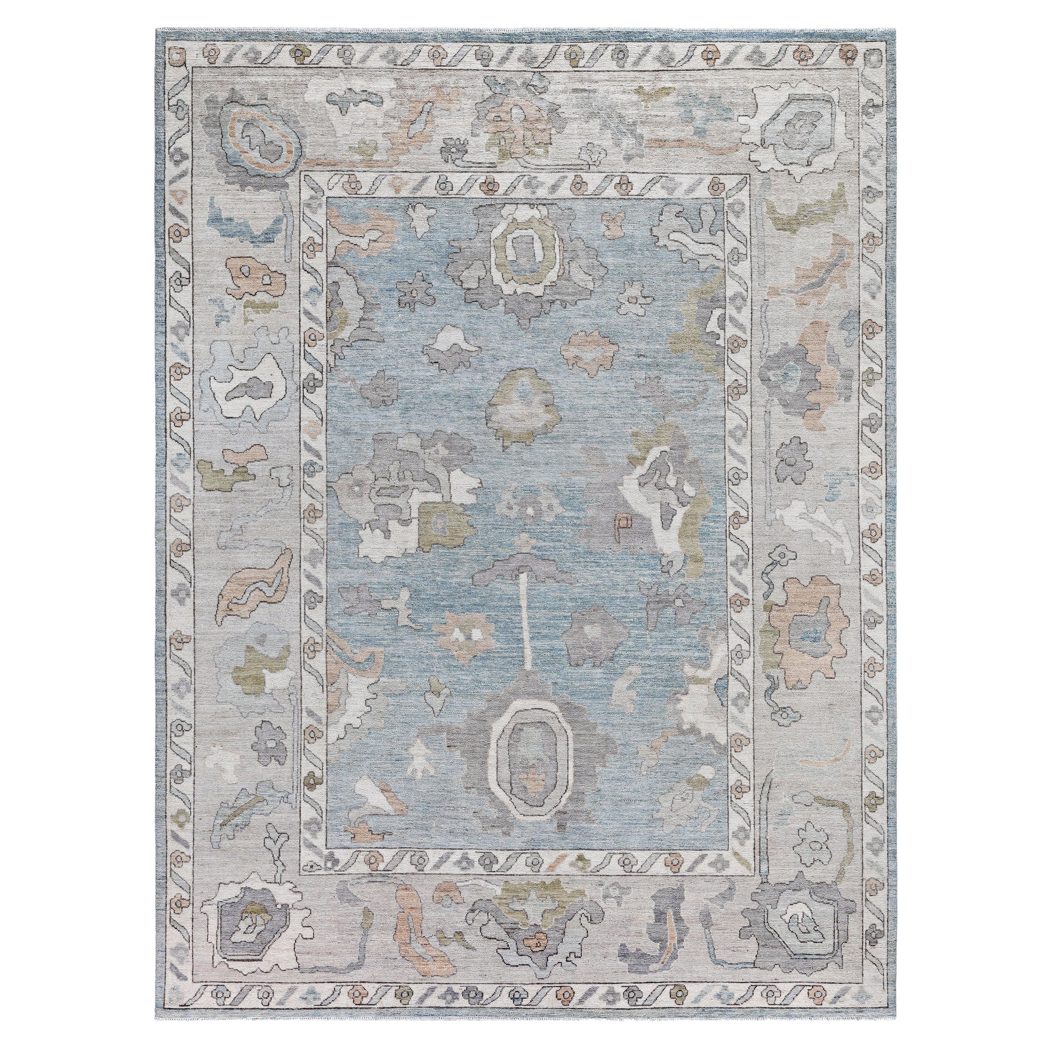 Tappeto Oushak One-of-a-Kind in Lana Blu 9' 2" x 12' 0"