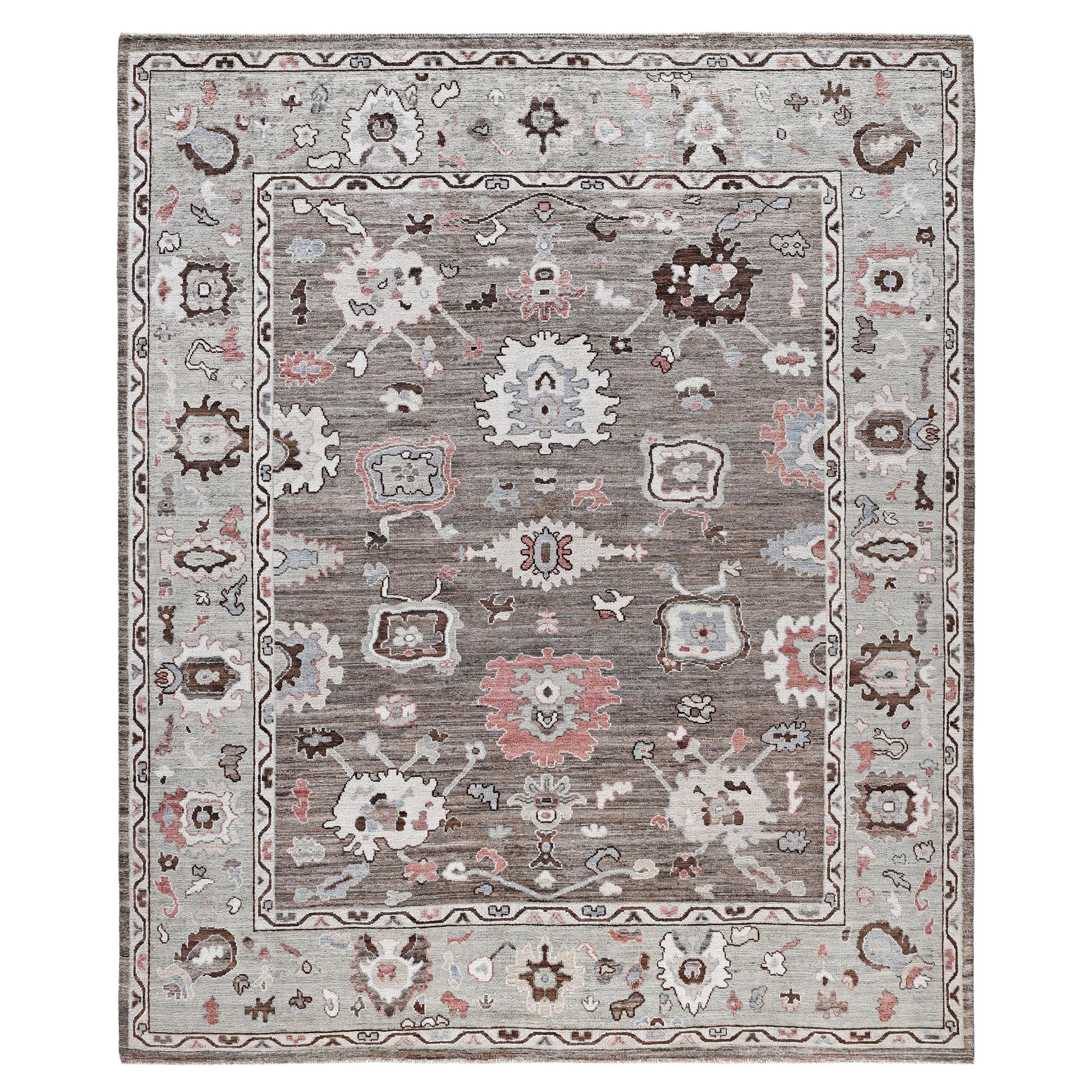 Oushak One-of-a-Kind Wool Brown Area Rug 8' 0" x 9' 8"