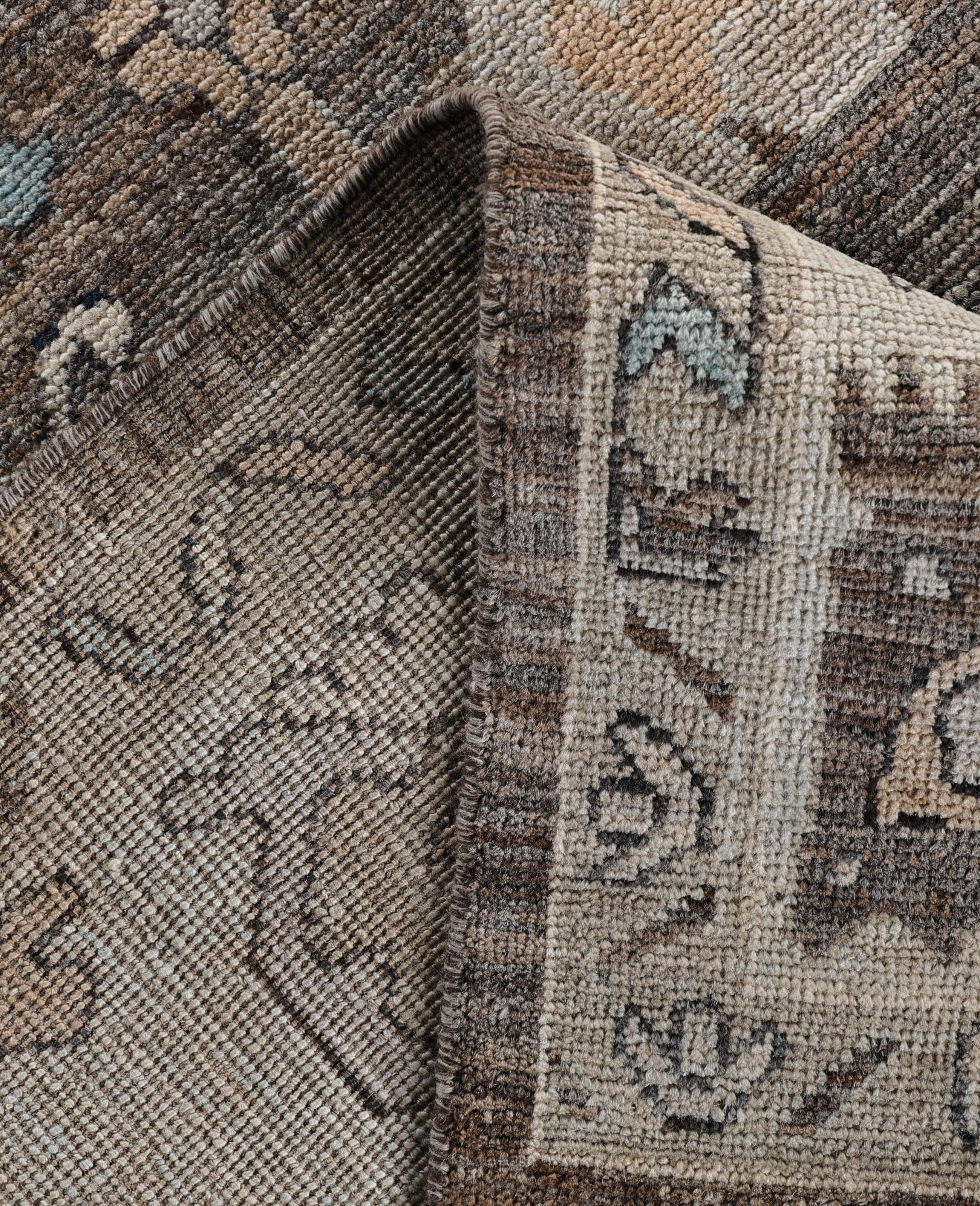 Contemporary Oushak One-of-a-Kind Wool Brown Area Rug 8' 2