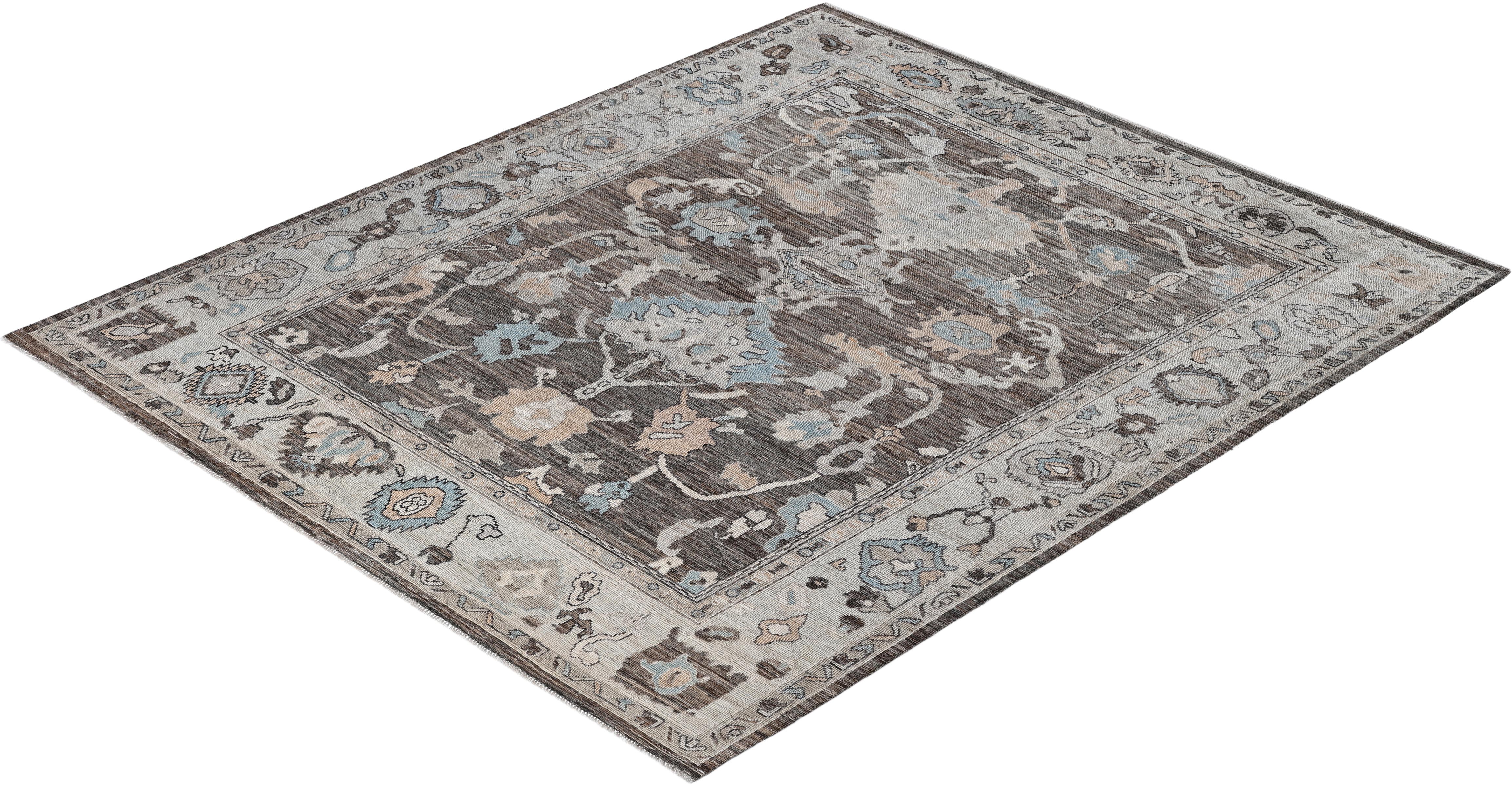 Oushak One-of-a-Kind Wool Brown Area Rug 8' 2
