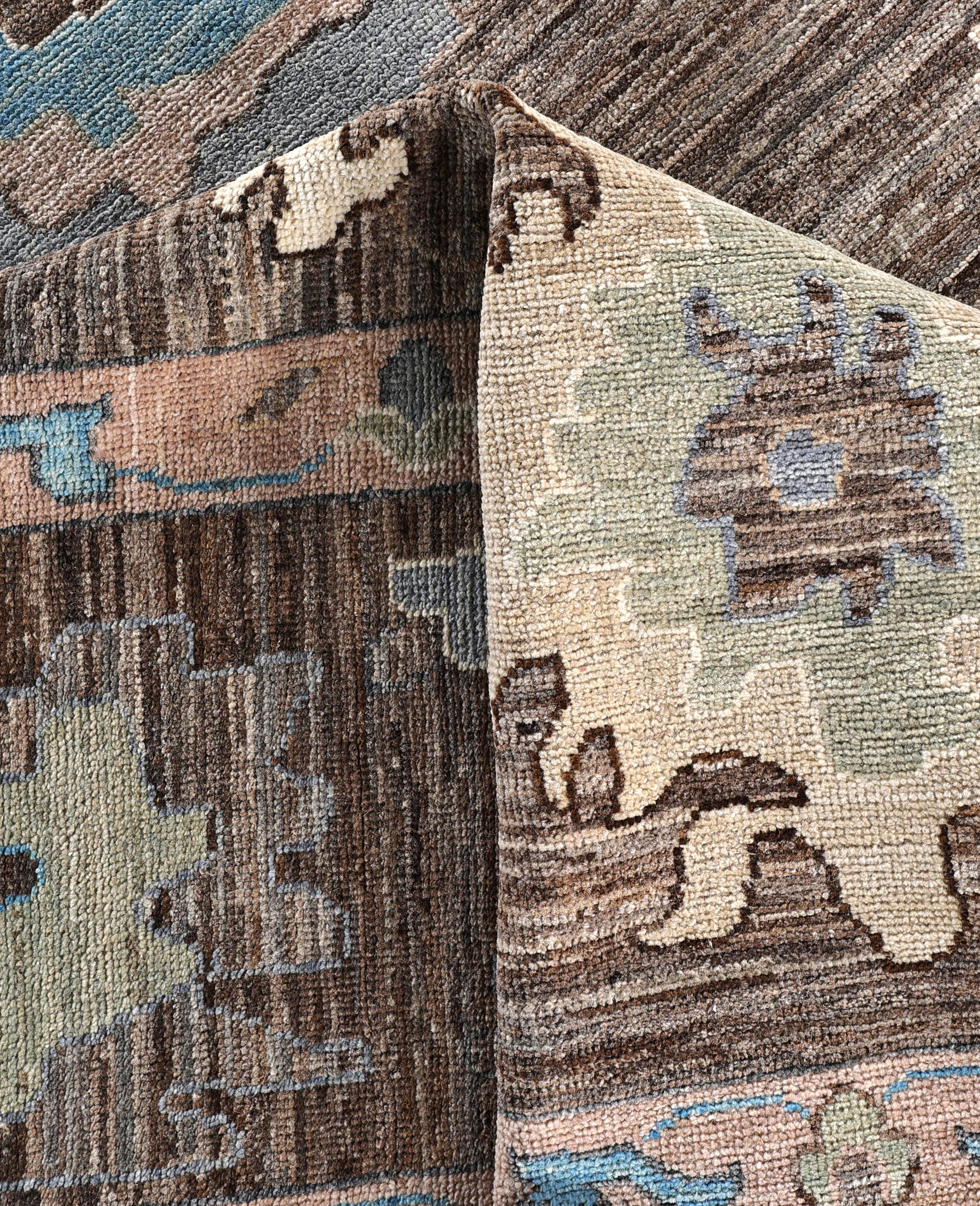 Oushak One-of-a-Kind Wool Brown Area Rug 9' 11