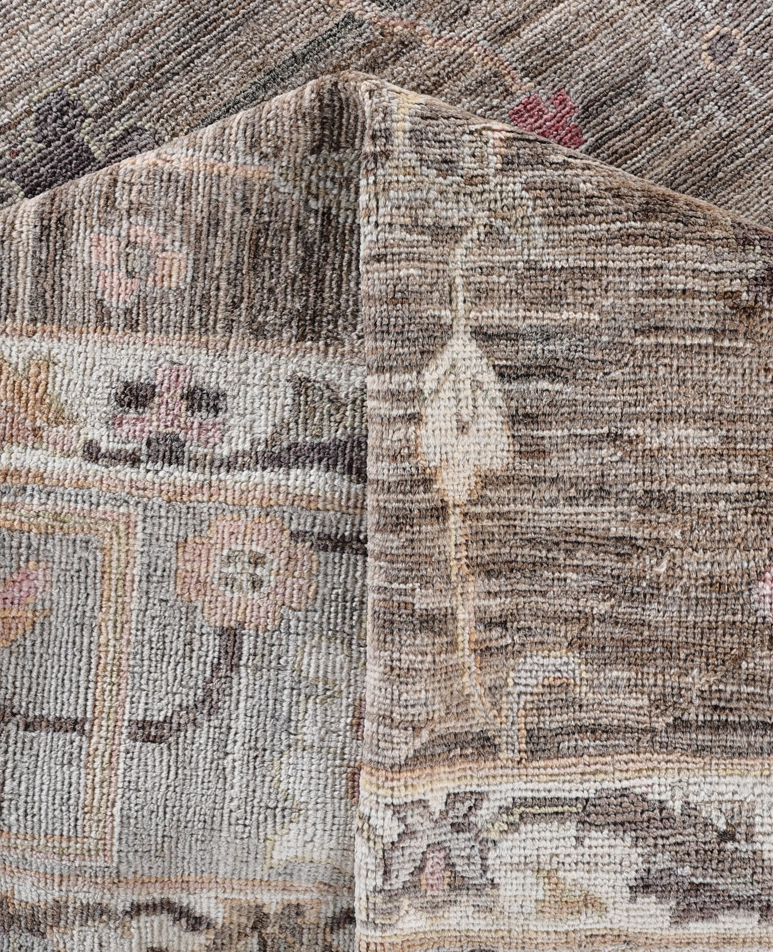 Oushak One-of-a-Kind Wool Brown Area Rug 9' 2