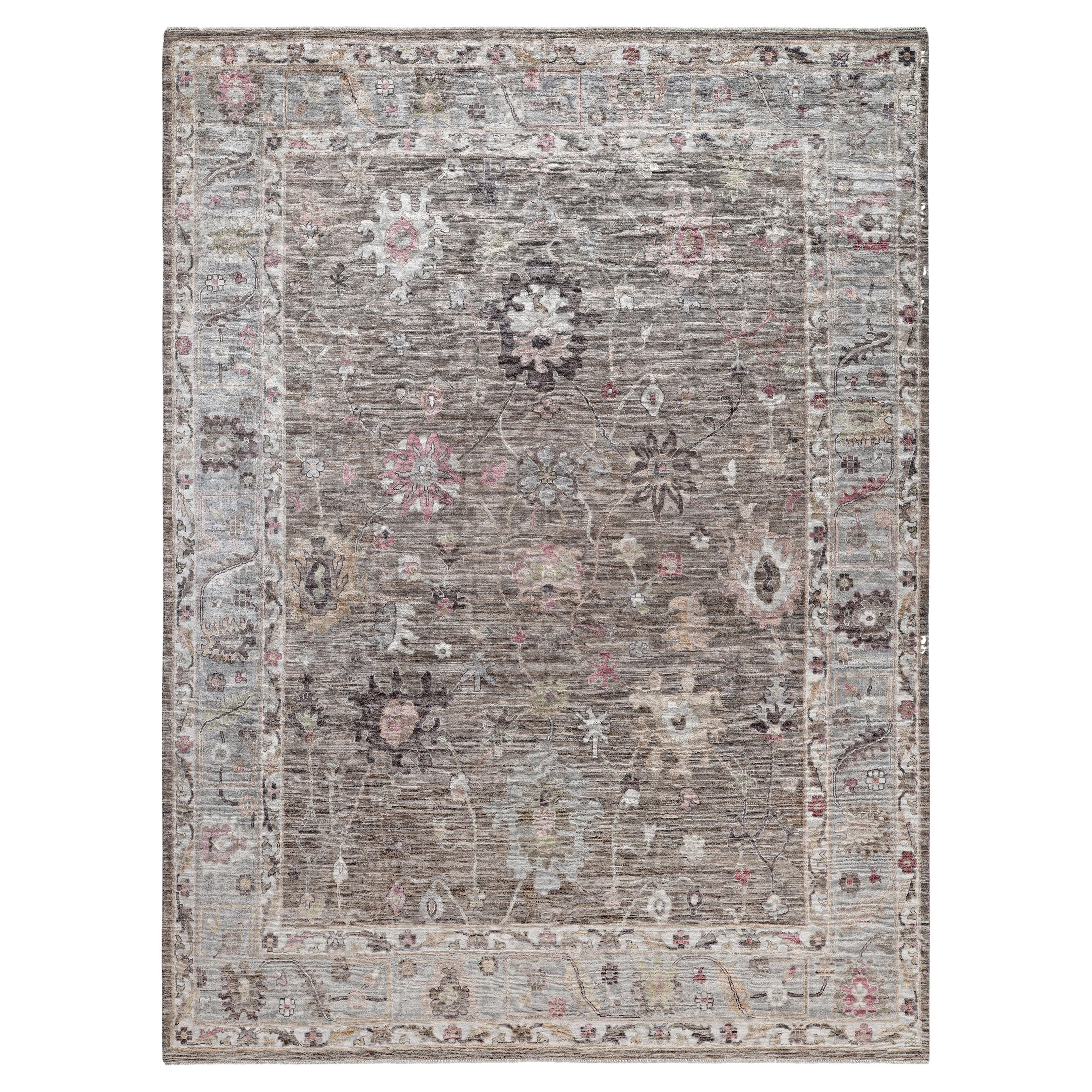 Oushak One-of-a-Kind Wool Brown Area Rug 9' 2" x 12' 3"