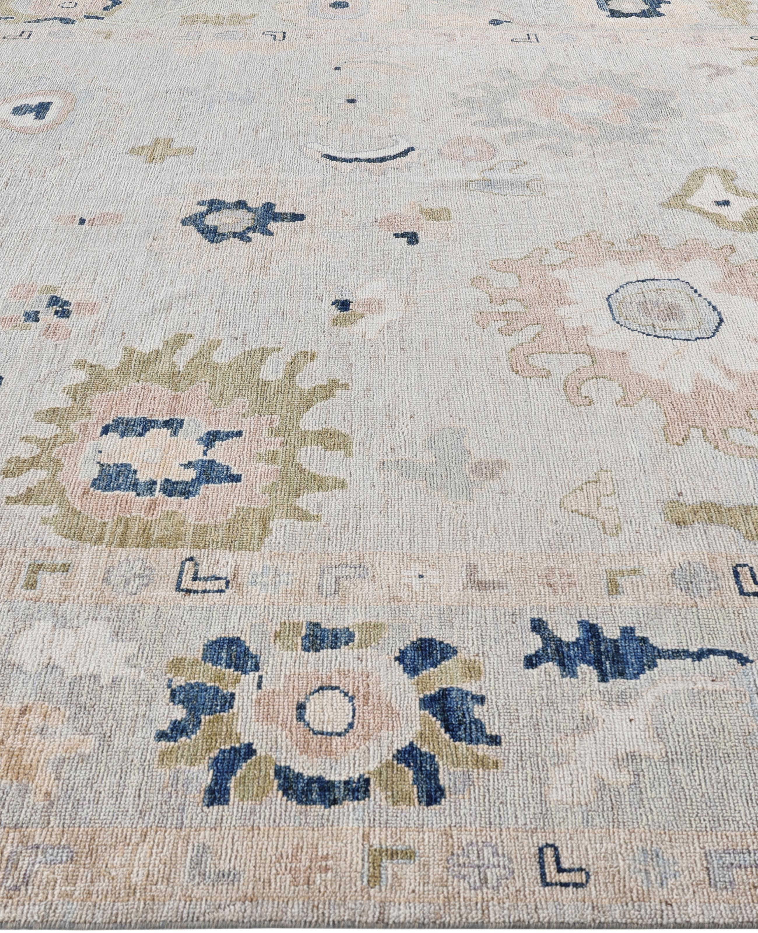 Hand-Knotted Oushak One-of-a-Kind Wool Gray Area Rug 8' 0