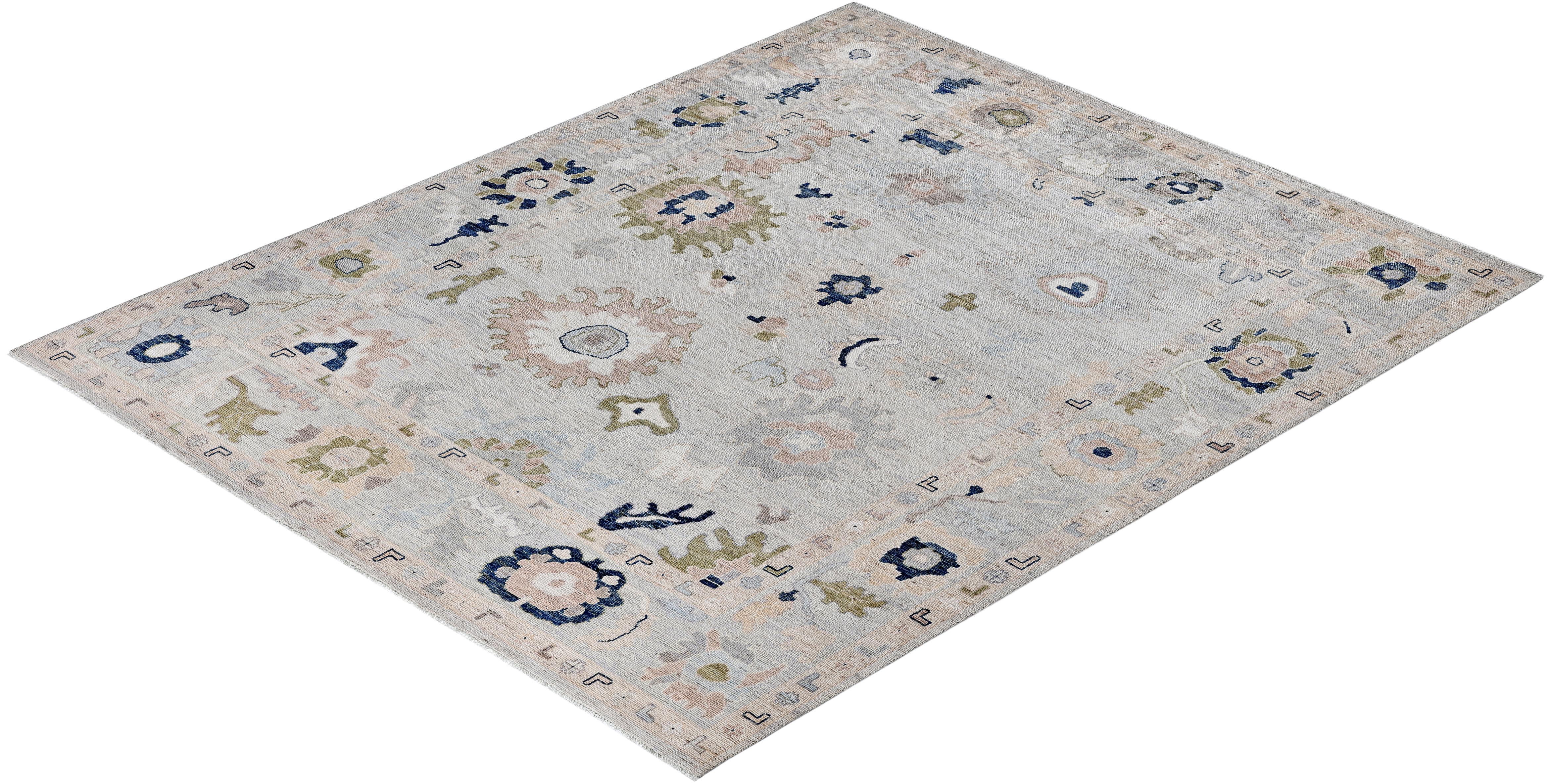 Oushak One-of-a-Kind Wool Gray Area Rug 8' 0