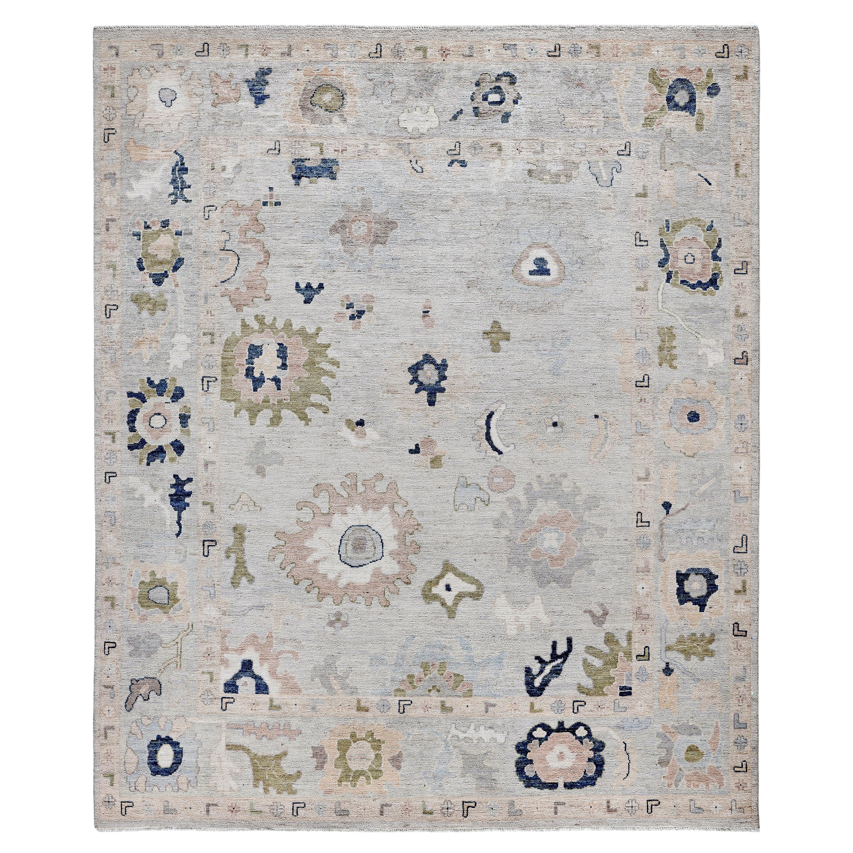Oushak One-of-a-Kind Wool Gray Area Rug 8' 0" x 9' 9"