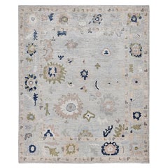 Oushak One-of-a-Kind Wool Gray Area Rug 8' 0" x 9' 9"