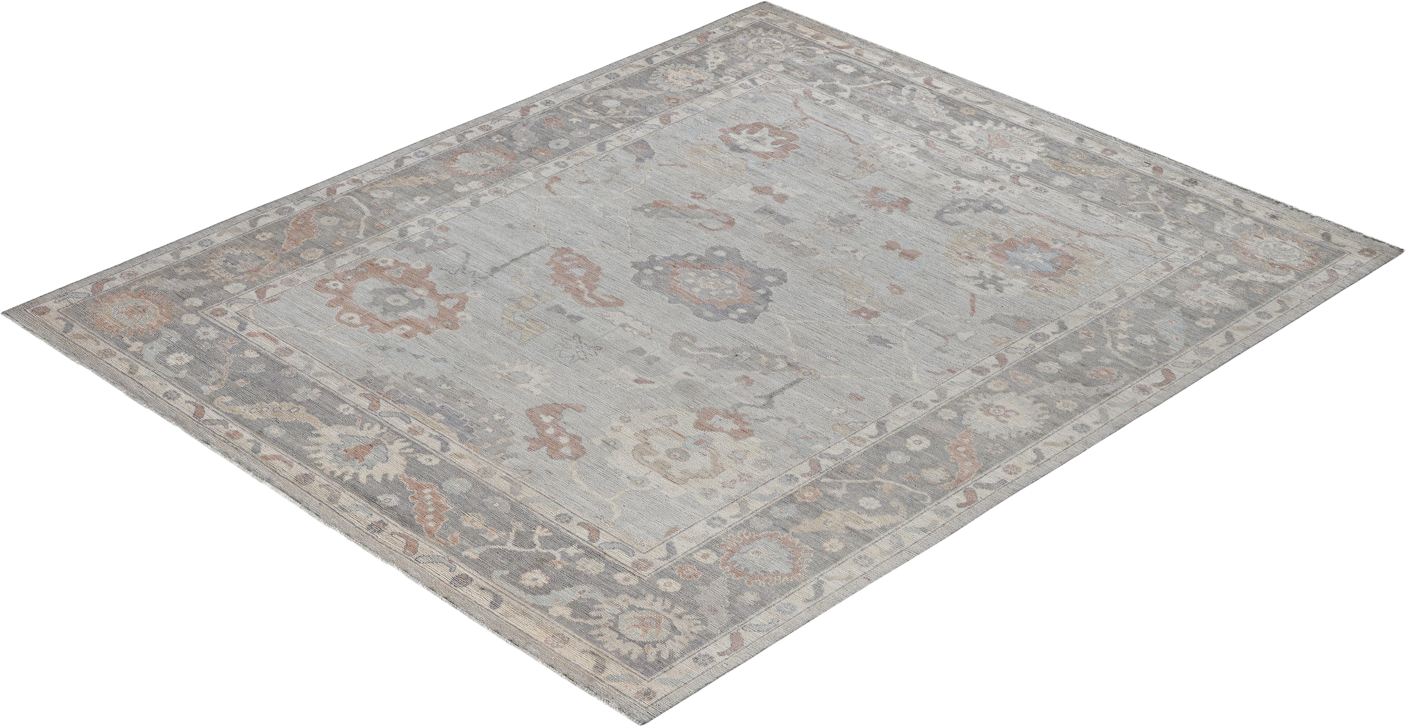 Oushak One-of-a-Kind Wool Gray Area Rug 8' 1