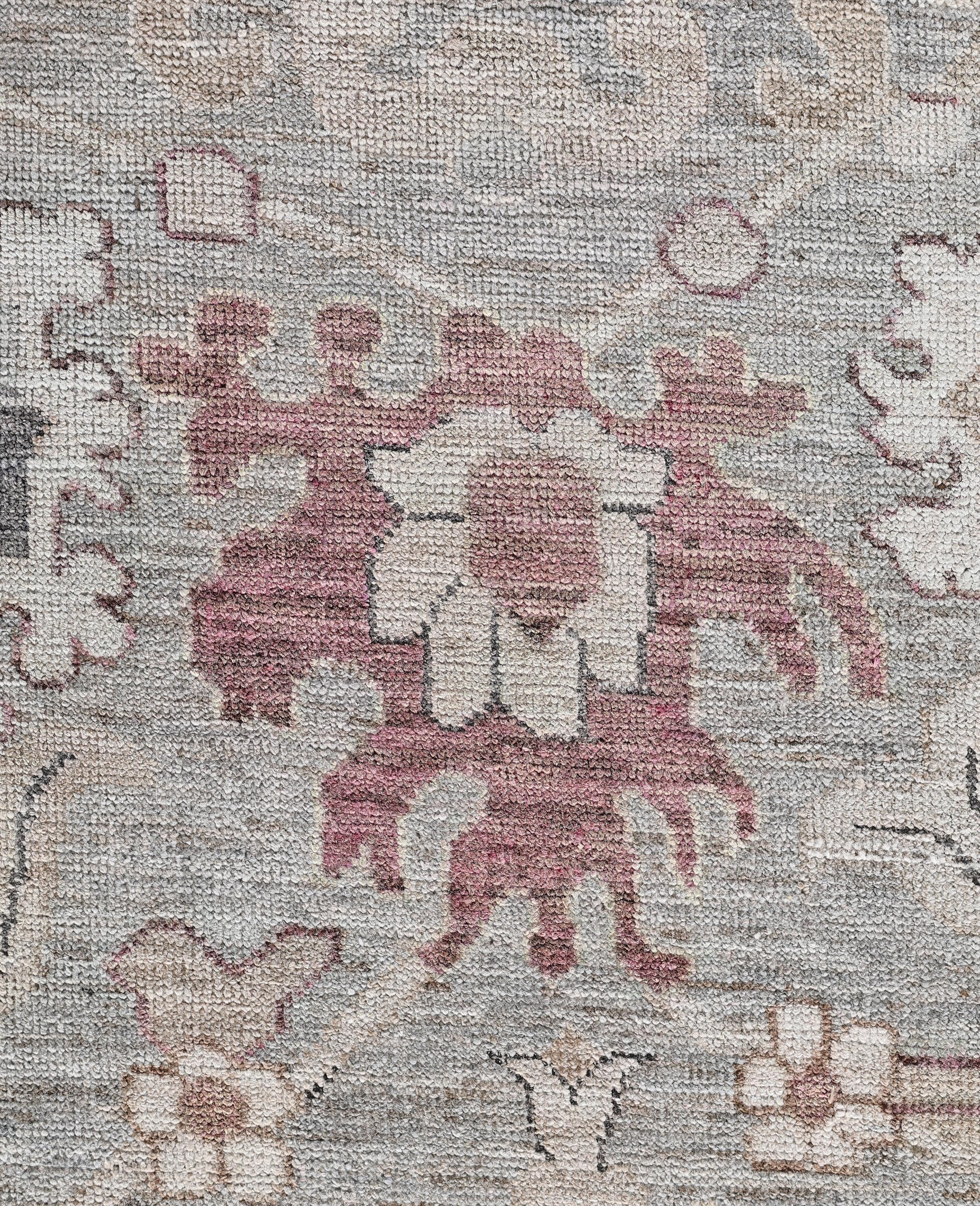 Pakistani Oushak One-of-a-Kind Wool Gray Area Rug 8' 10