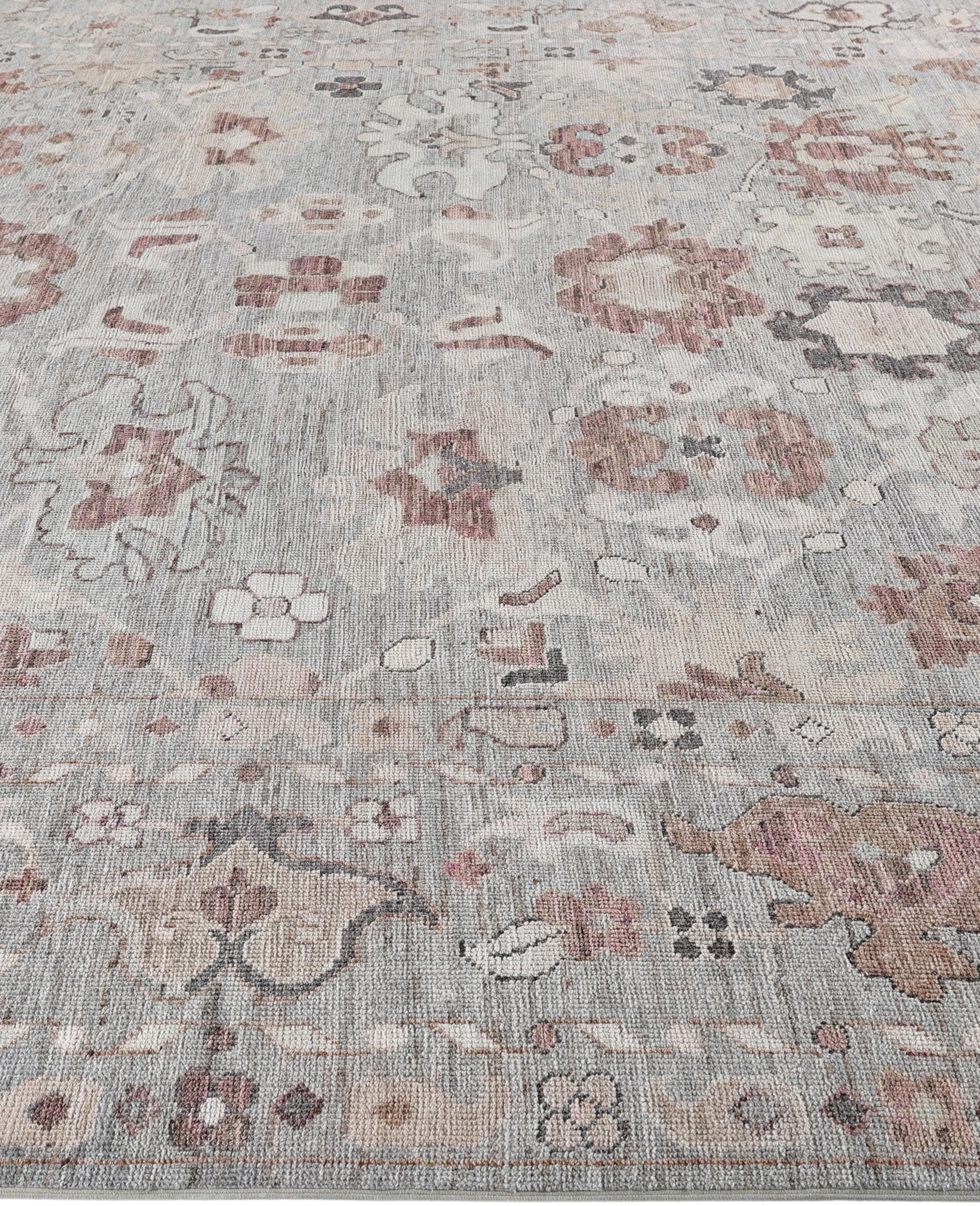 Hand-Knotted Oushak One-of-a-Kind Wool Gray Area Rug 8' 10