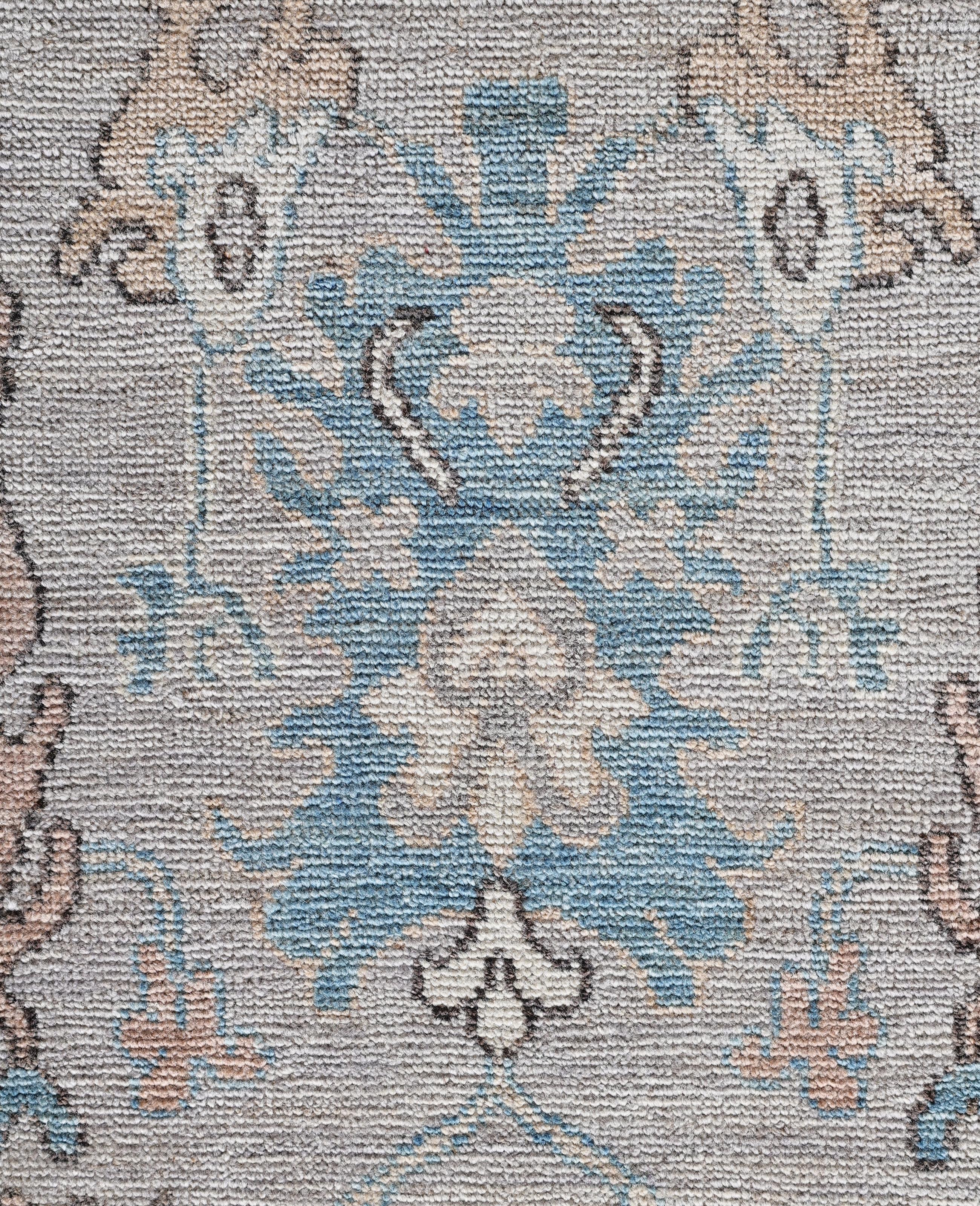 Pakistano Tappeto Oushak One-of-a-Kind in lana grigio 8' 11