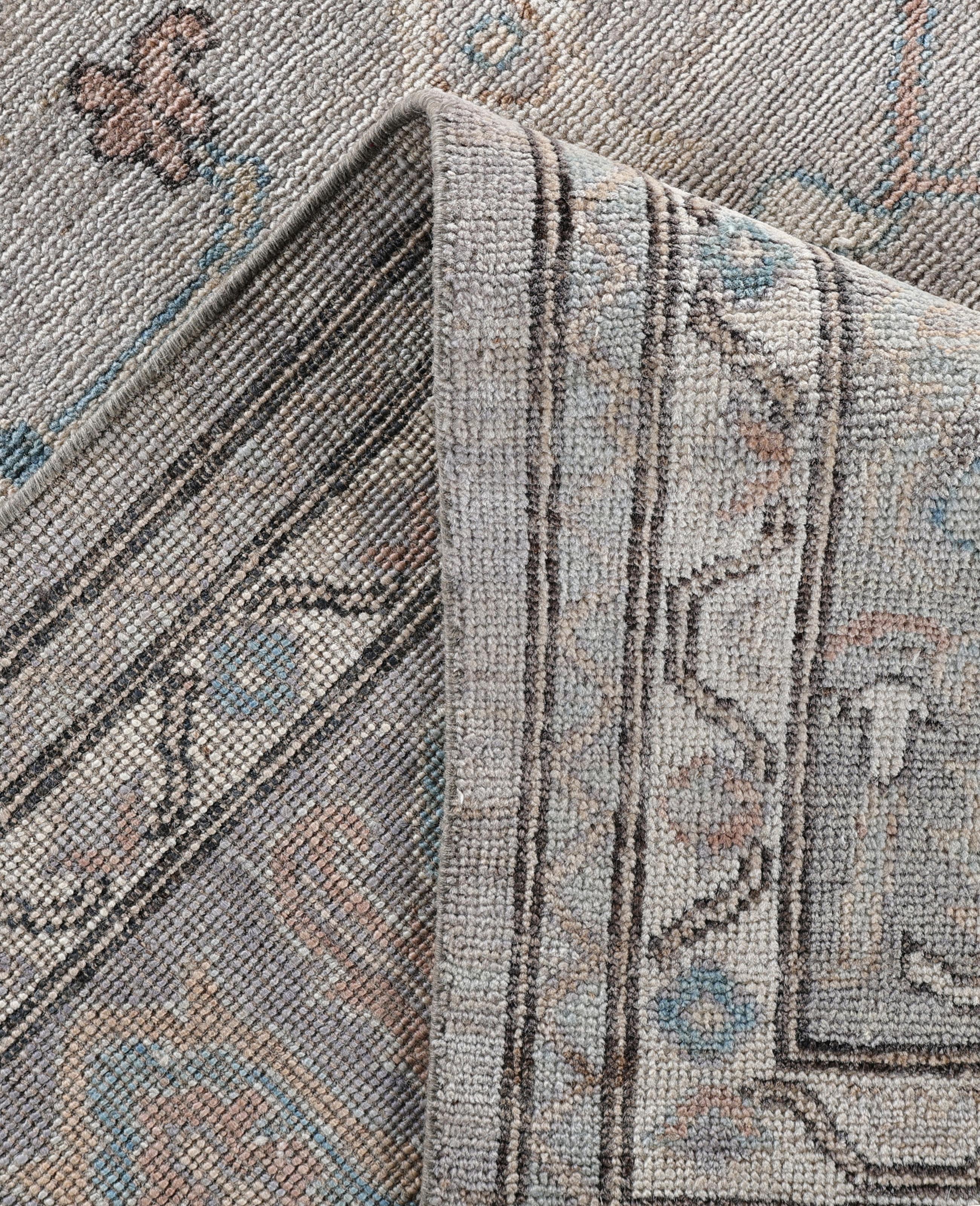 XXI secolo e contemporaneo Tappeto Oushak One-of-a-Kind in lana grigio 8' 11