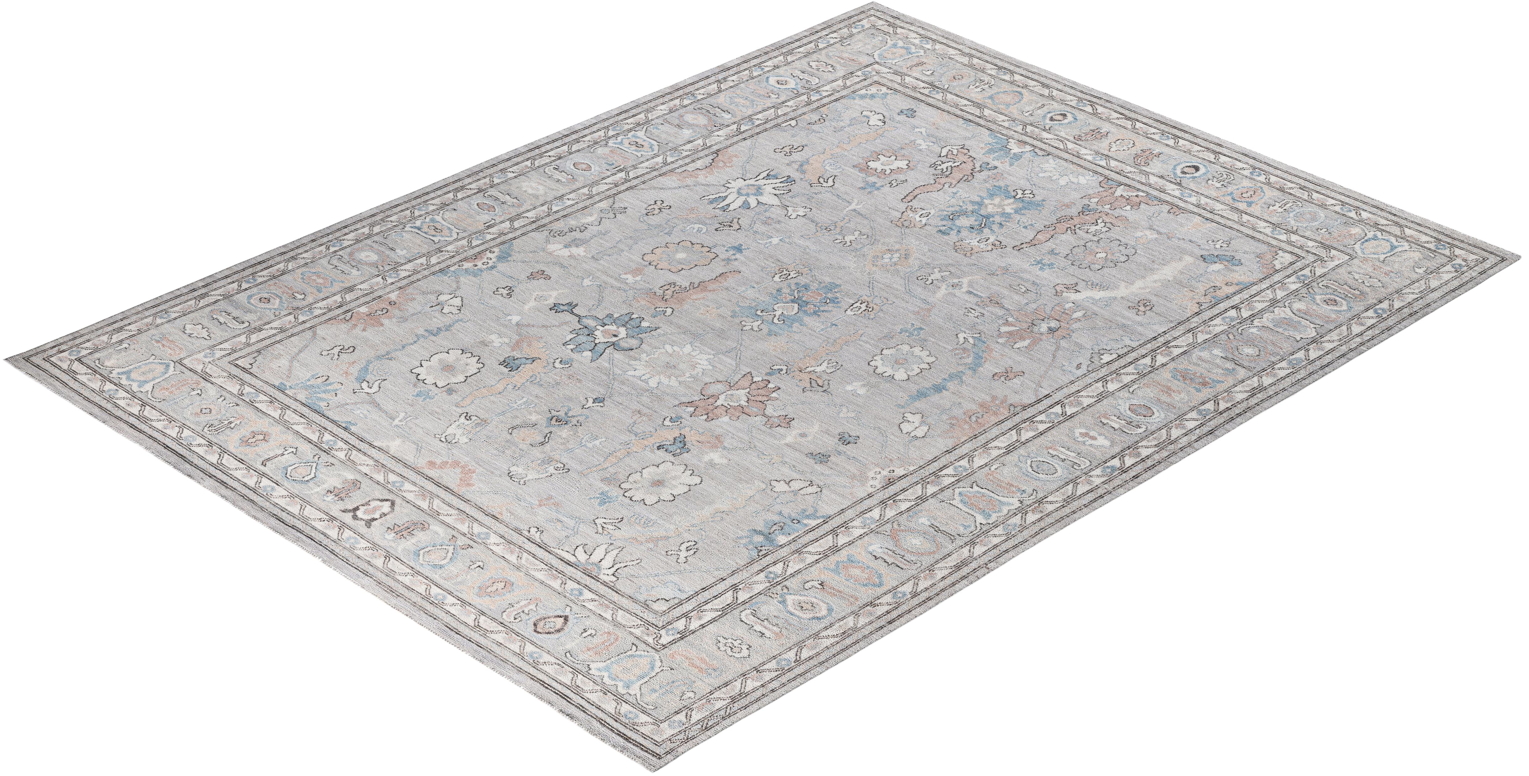 Tappeto Oushak One-of-a-Kind in lana grigio 8' 11