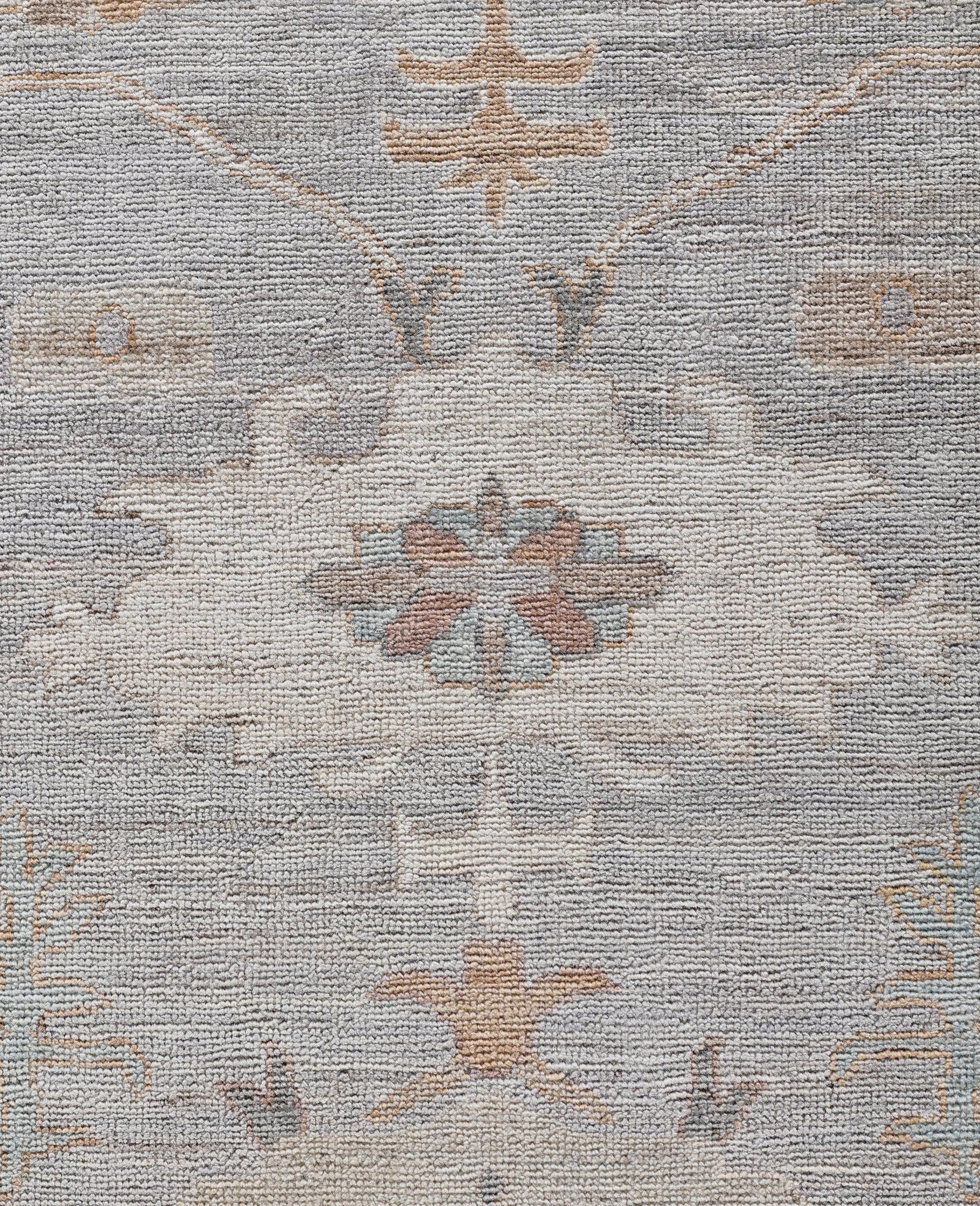 Pakistano Tappeto Oushak One-of-a-Kind in lana grigio 8' 4