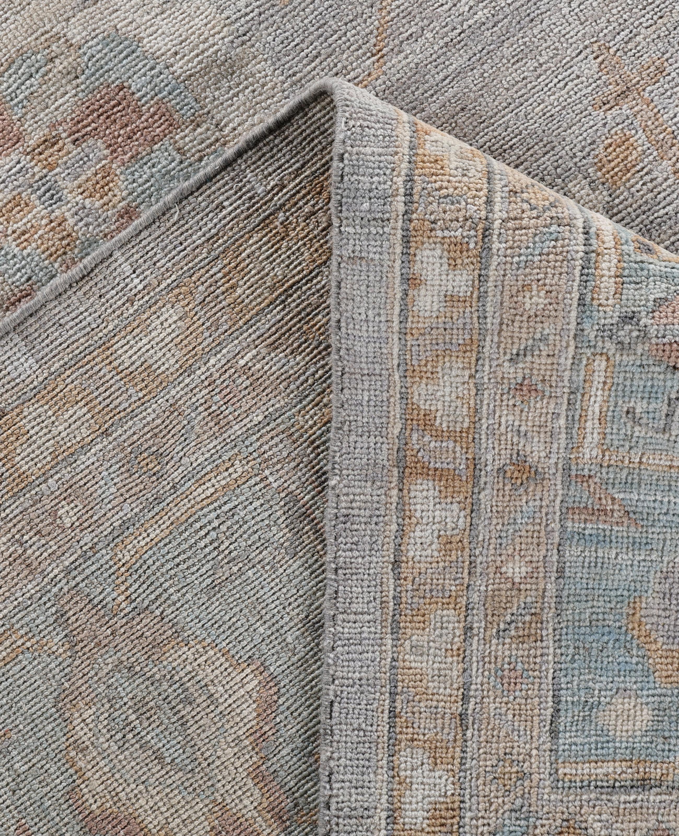 XXI secolo e contemporaneo Tappeto Oushak One-of-a-Kind in lana grigio 8' 4