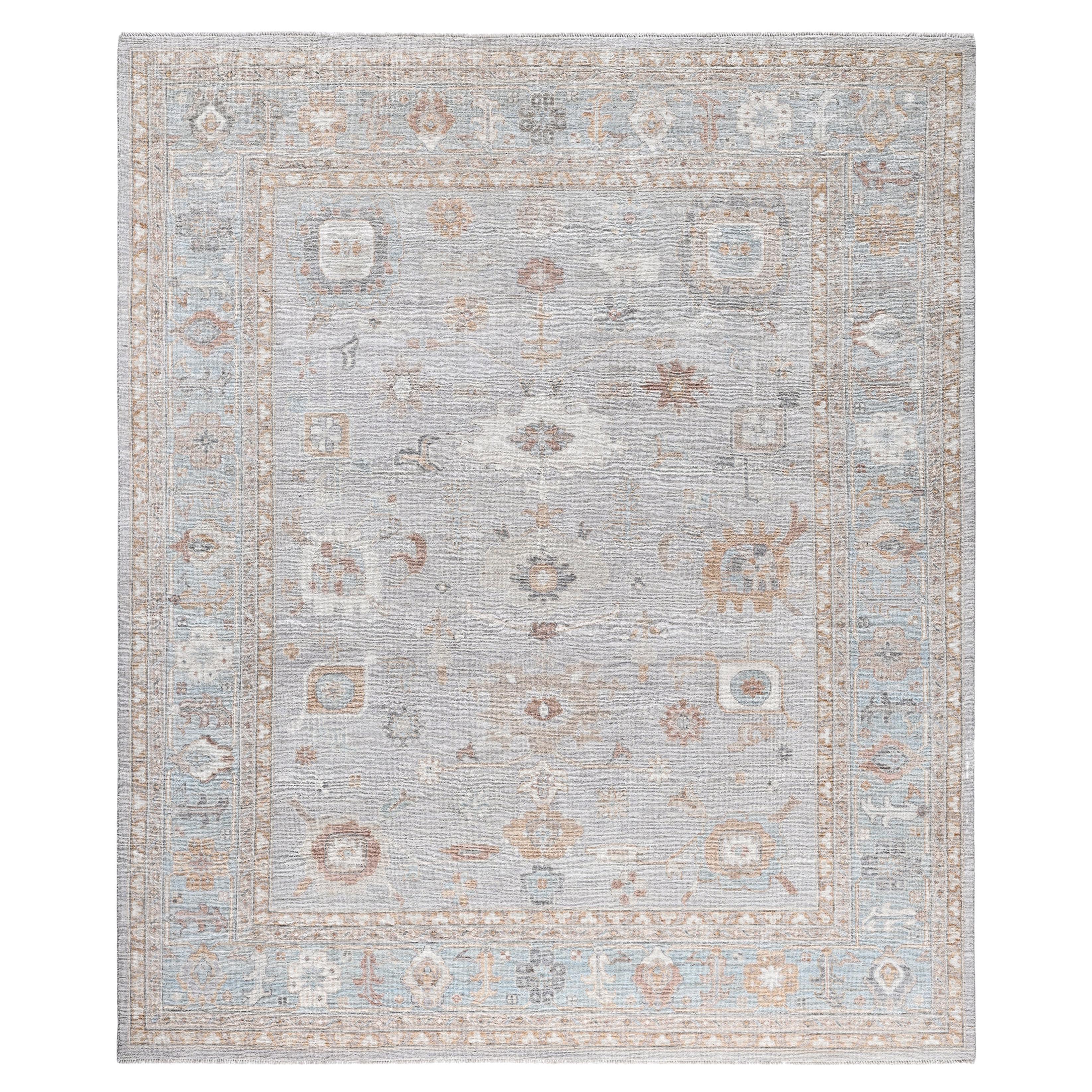 Oushak One-of-a-Kind Wool Gray Area Rug 8' 4" x 9' 10"