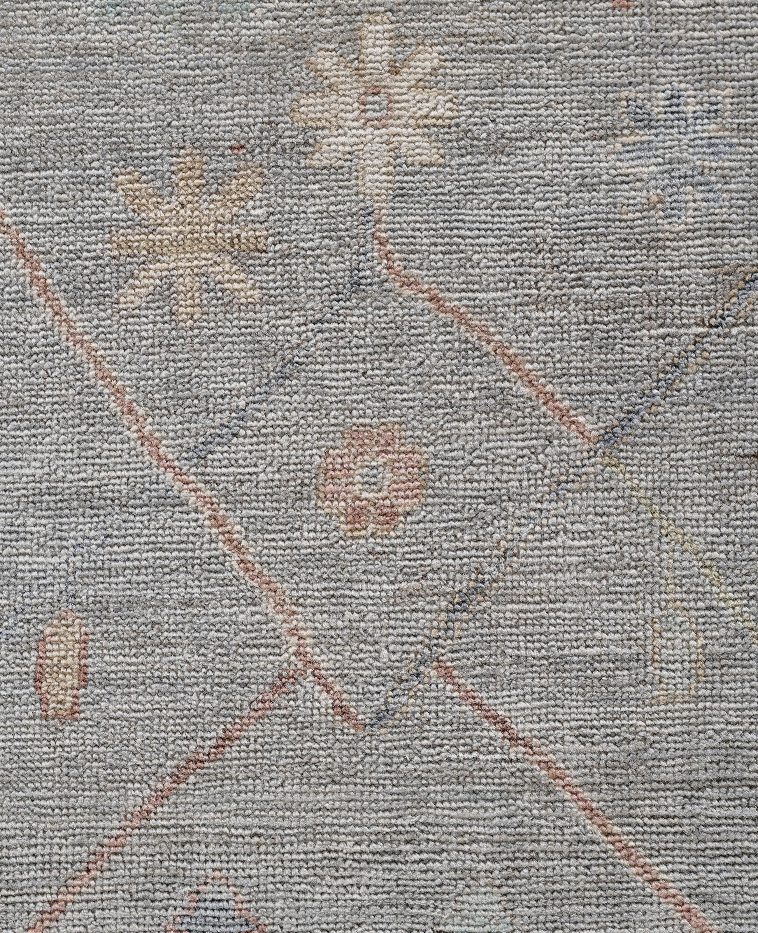 Pakistani Oushak One-of-a-Kind Wool Gray Area Rug 8' 4