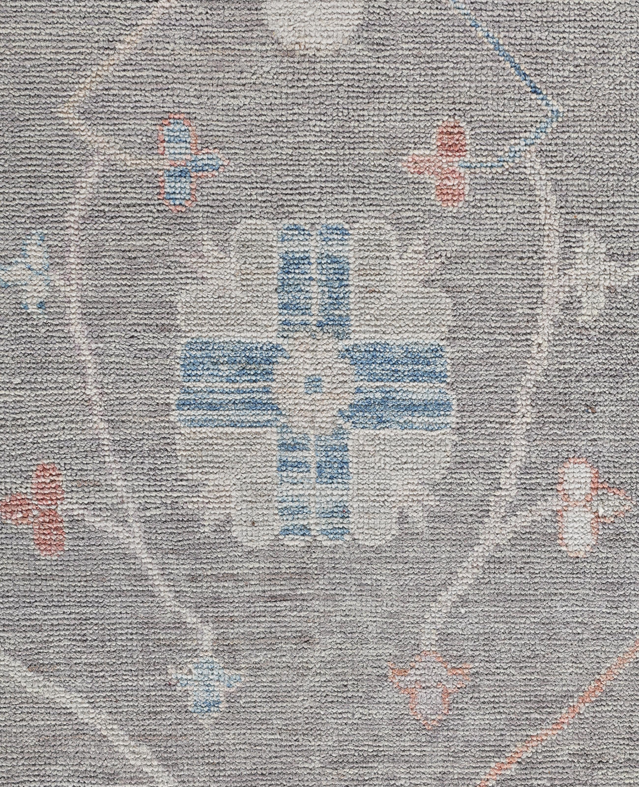 Pakistani Oushak One-of-a-Kind Wool Gray Area Rug 9' 9