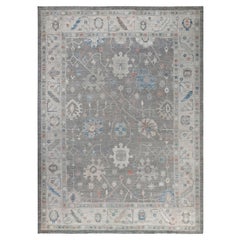 Oushak One-of-a-Kind Wool Gray Area Rug 9' 9" x 13' 5"