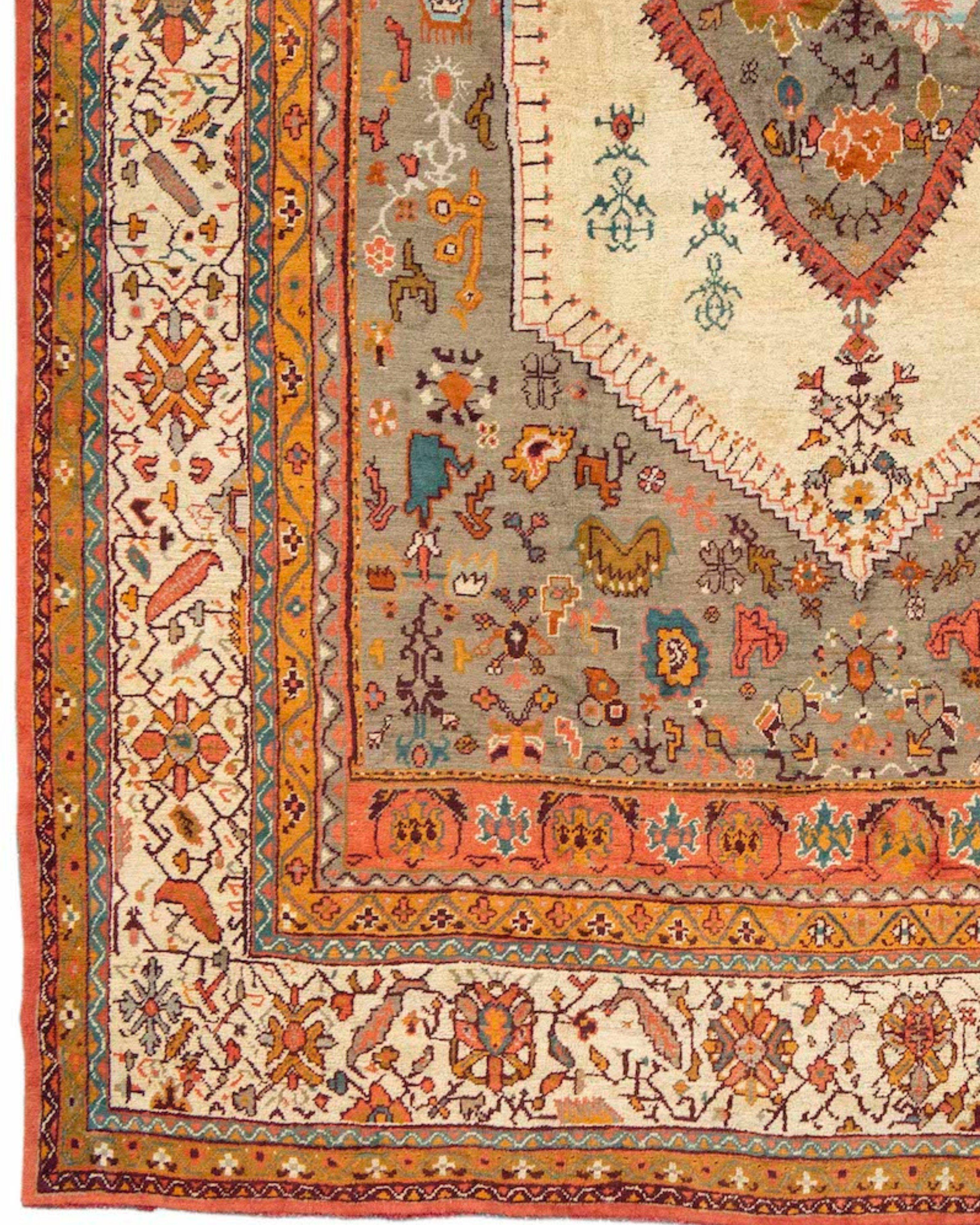 Turkish Antique Anatolian Oushak Rug, 19th Century For Sale