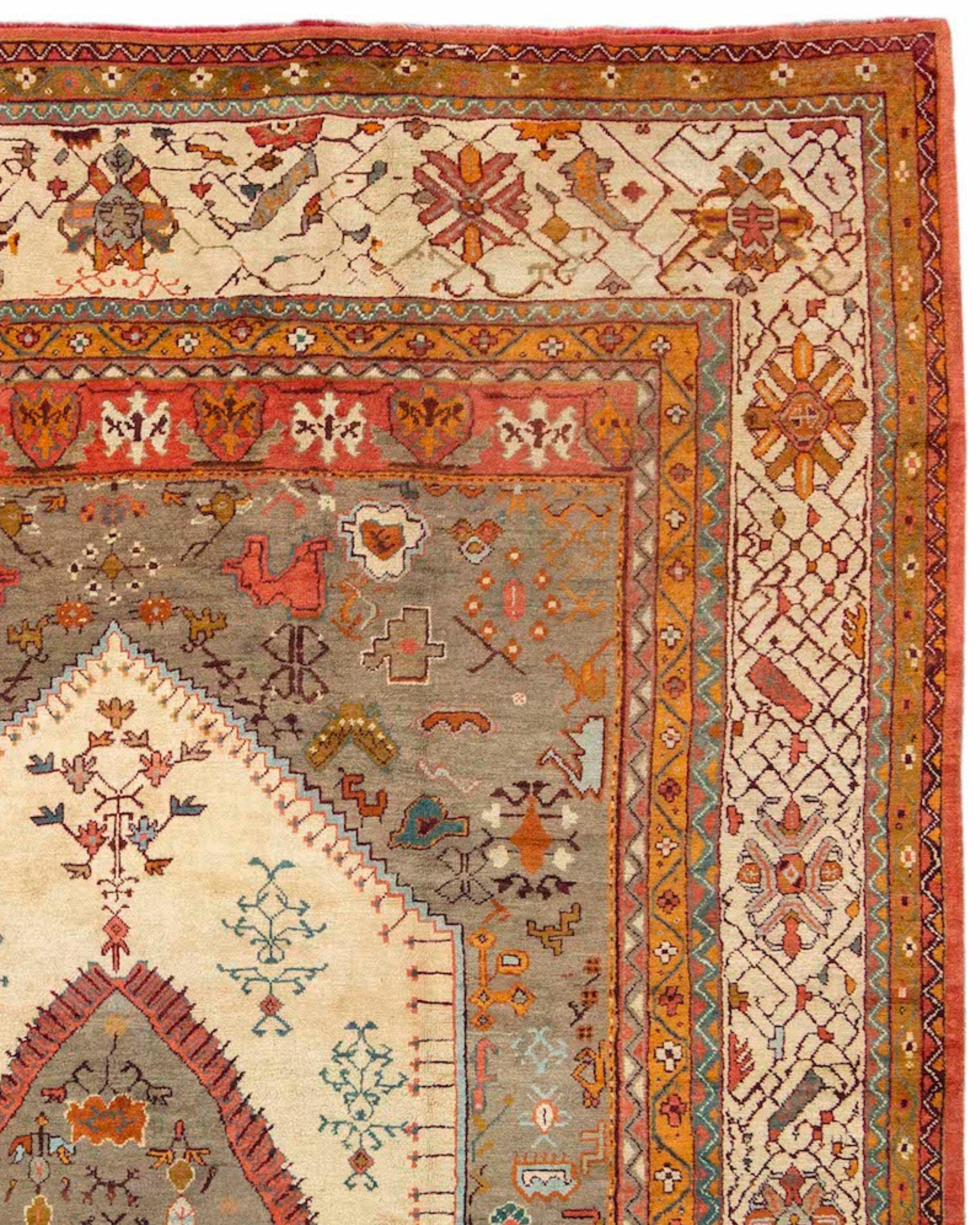 Antique Anatolian Oushak Rug, 19th Century In Excellent Condition For Sale In San Francisco, CA